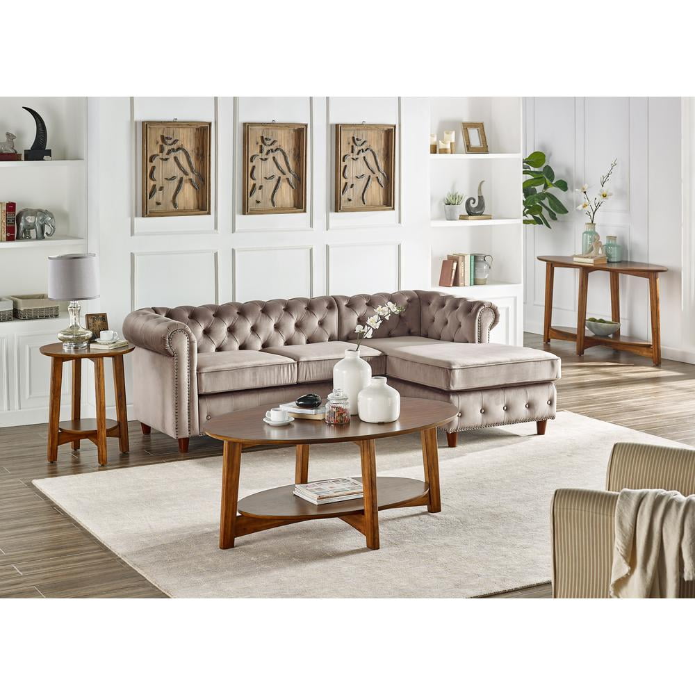 Alaterre Monterey 60"L Console/Media Mid-Century Modern Wood Table, Warm Chestnut - Image 6