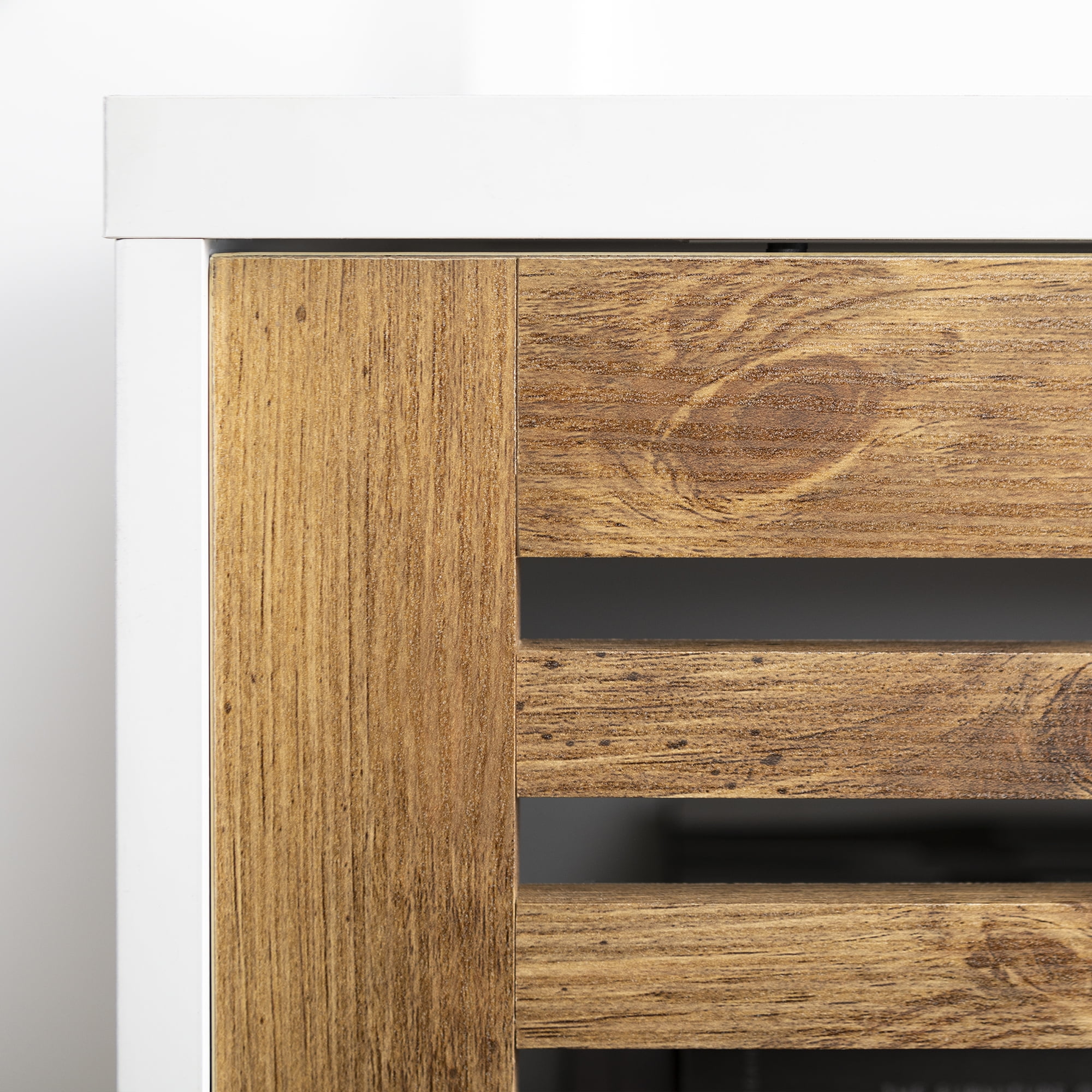 Desert Fields Mid Century Modern TV Stand for TVs up to 58", White/Barnwood - Image 10