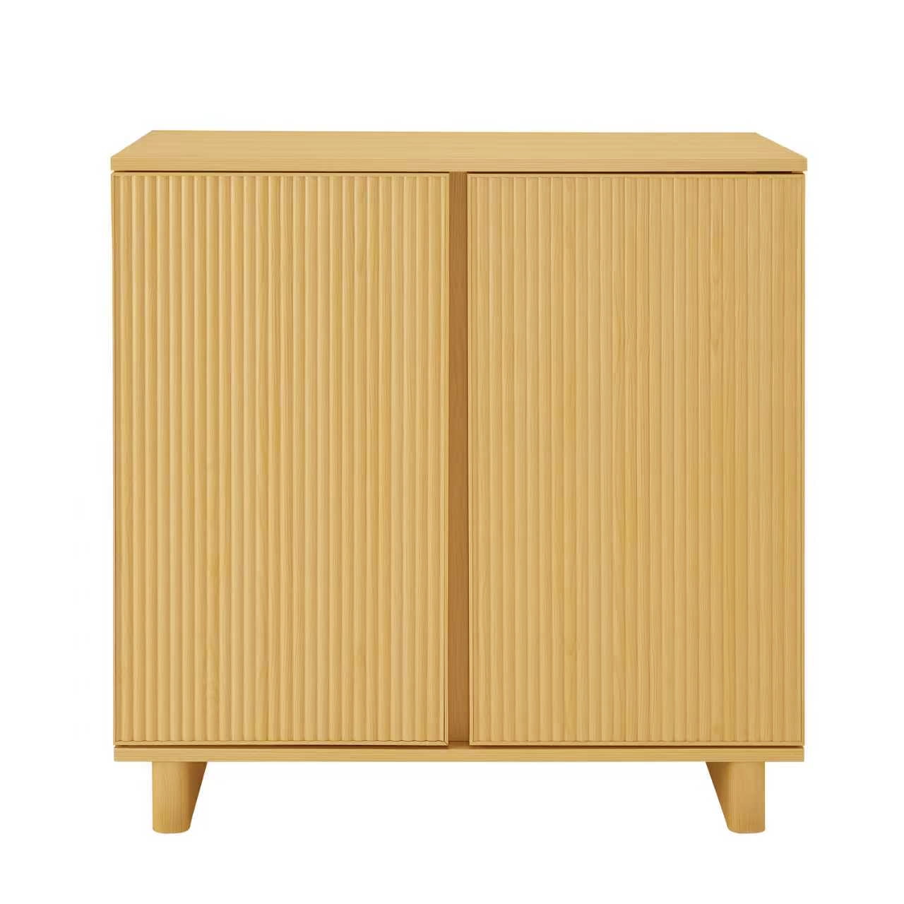 Better Homes & Gardens Lillian Fluted Bar Cabinet, Natural Pine Finish - Image 3