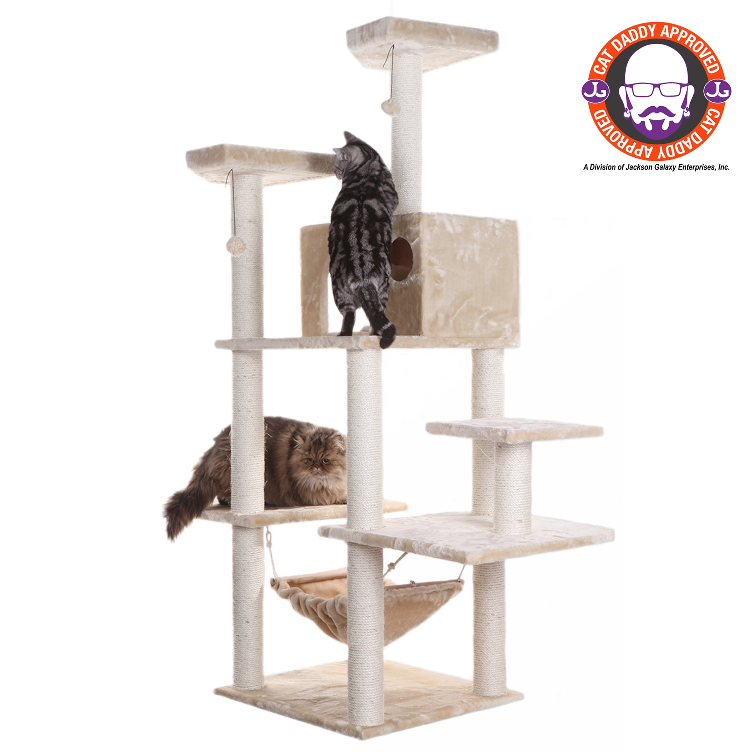 Armarkat 72-in real wood Cat Tree & Condo Scratching Post Tower, Beige - Image 2