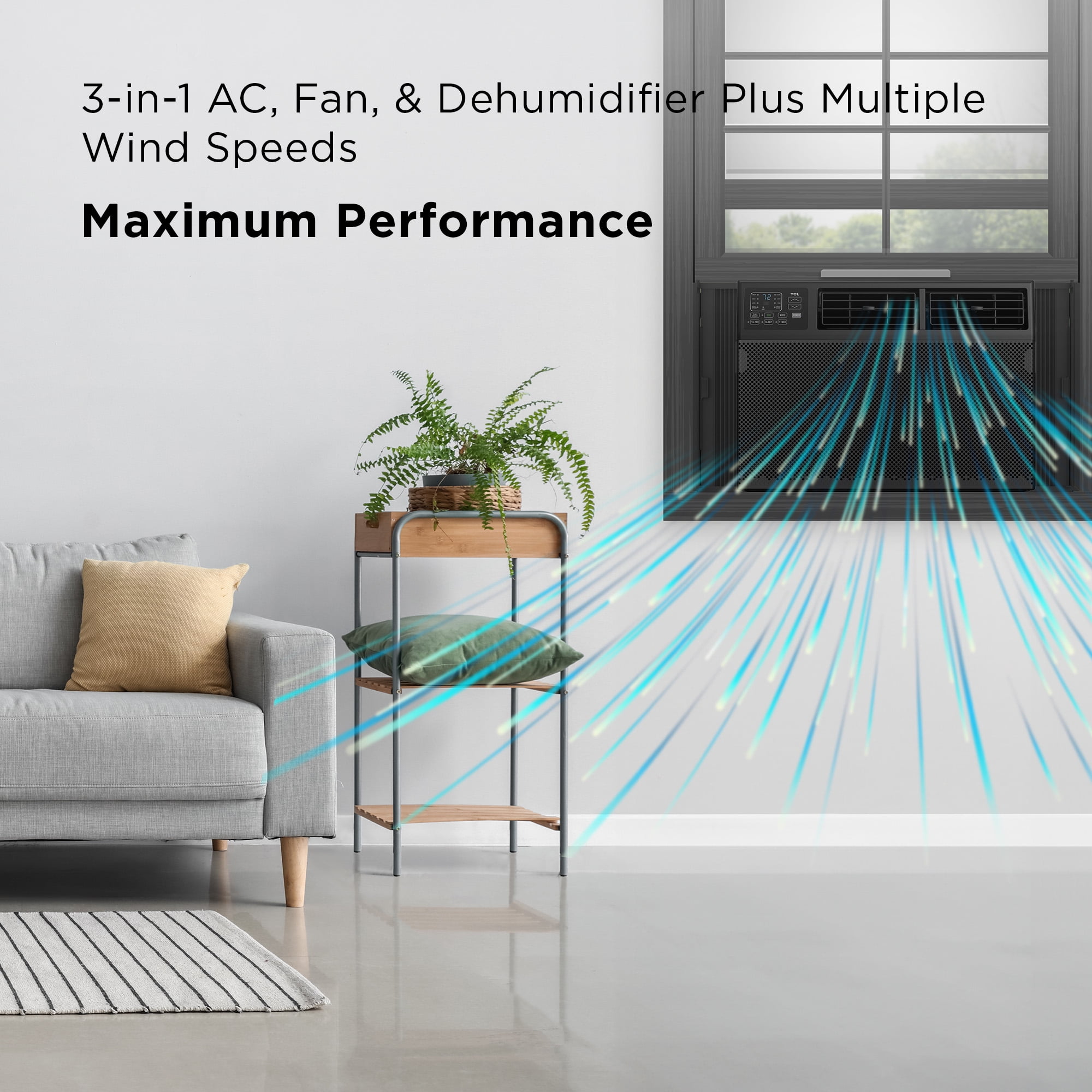 TCL 10,000 BTU Smart Window Air Conditioner, Fan & Dehumidifier, 450 Sq. Ft., Remote Control, Works with Alexa/Google Assistant, Black, W10W92-B4 - Image 12