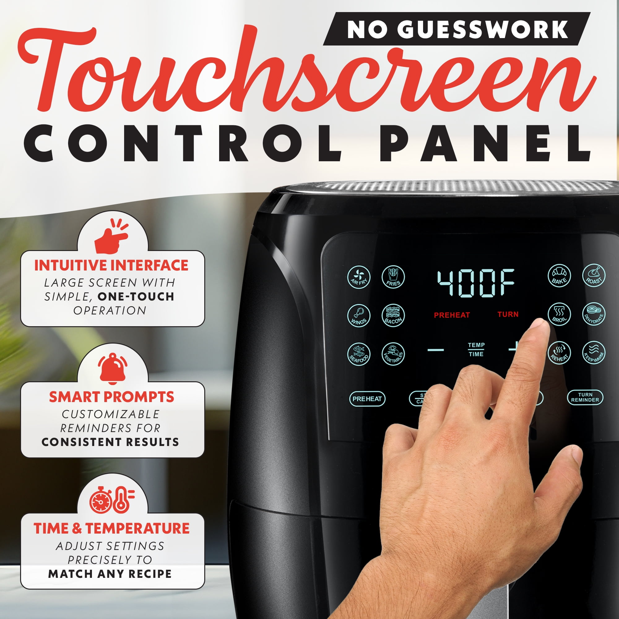 Gourmia 4 Qt Air Fryer, 12 Presets, Digital Display, FryForce 360°, Compact, Black - Image 4