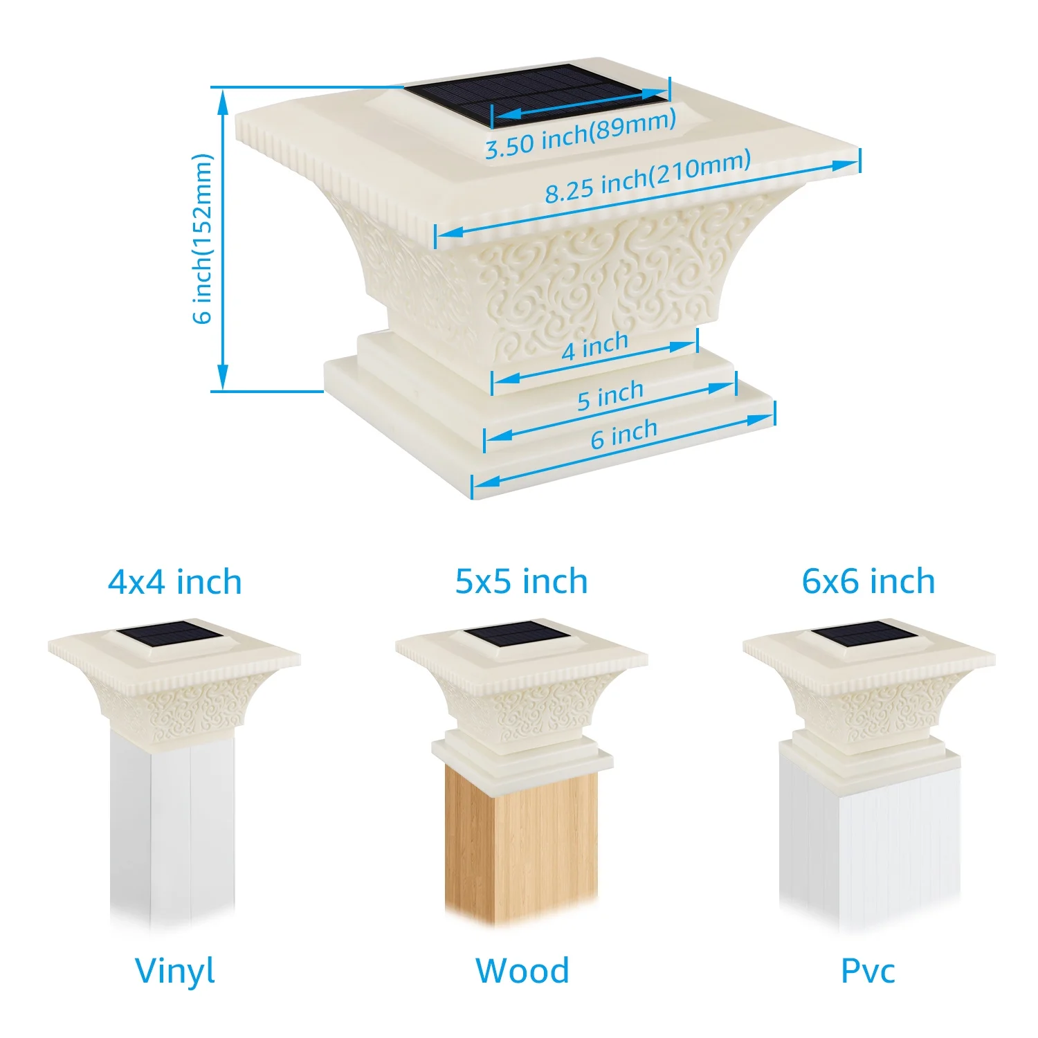 12 Pack Solar Outdoor Post Cap Lights, Square Fence Light - Image 4