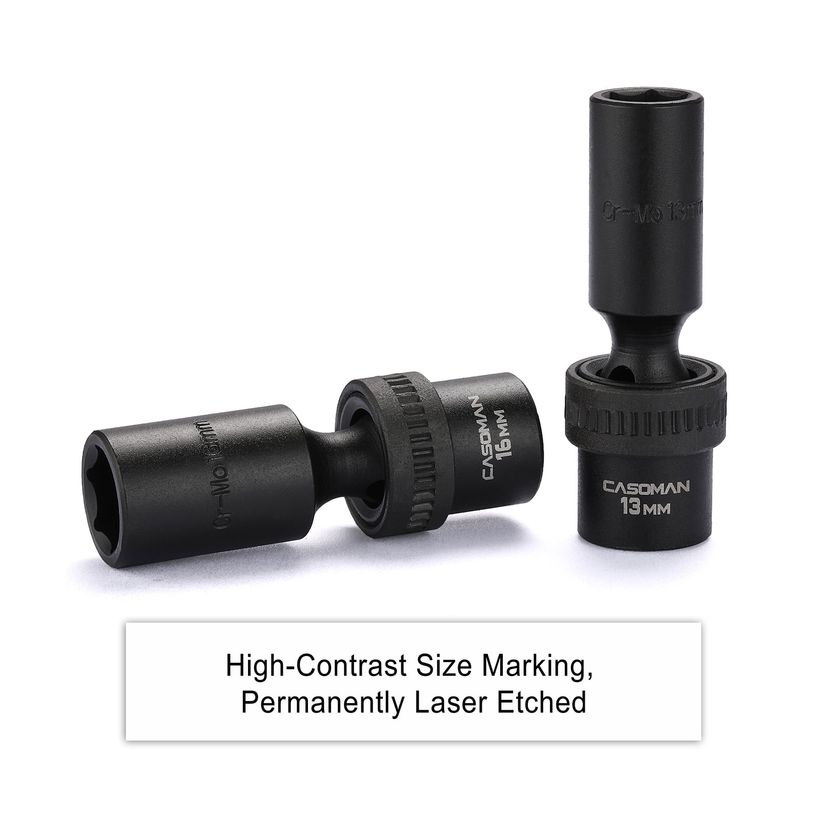 CASOMAN 10 Pcs 3/8" Drive Deep Standard Universal Impact Socket Set, 6 Point, CR-MO, Metric, 10-19mm - Image 4