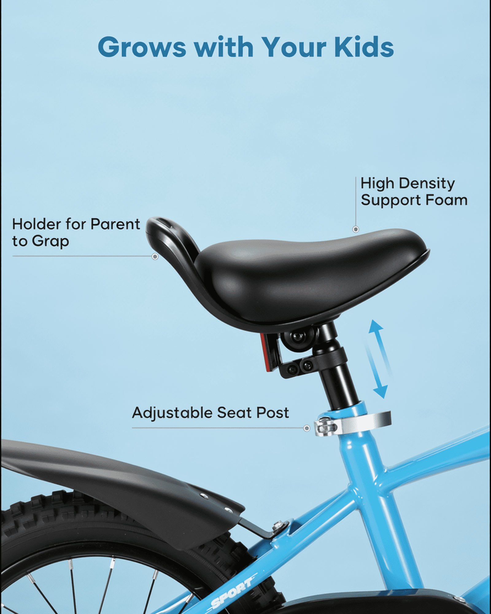 Naipo 14 Inch Kids Bike Girls and Boys Blue Bike with Removable Training Wheels - Image 6