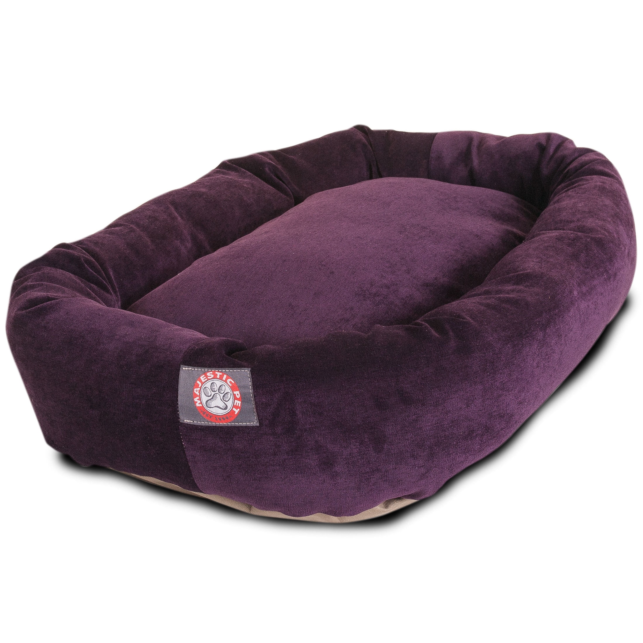 Majestic Pet Villa Velvet Bagel Pet Bed for Dogs, Calming Dog Bed Washable, Extra Large, Aubergine - Image 5