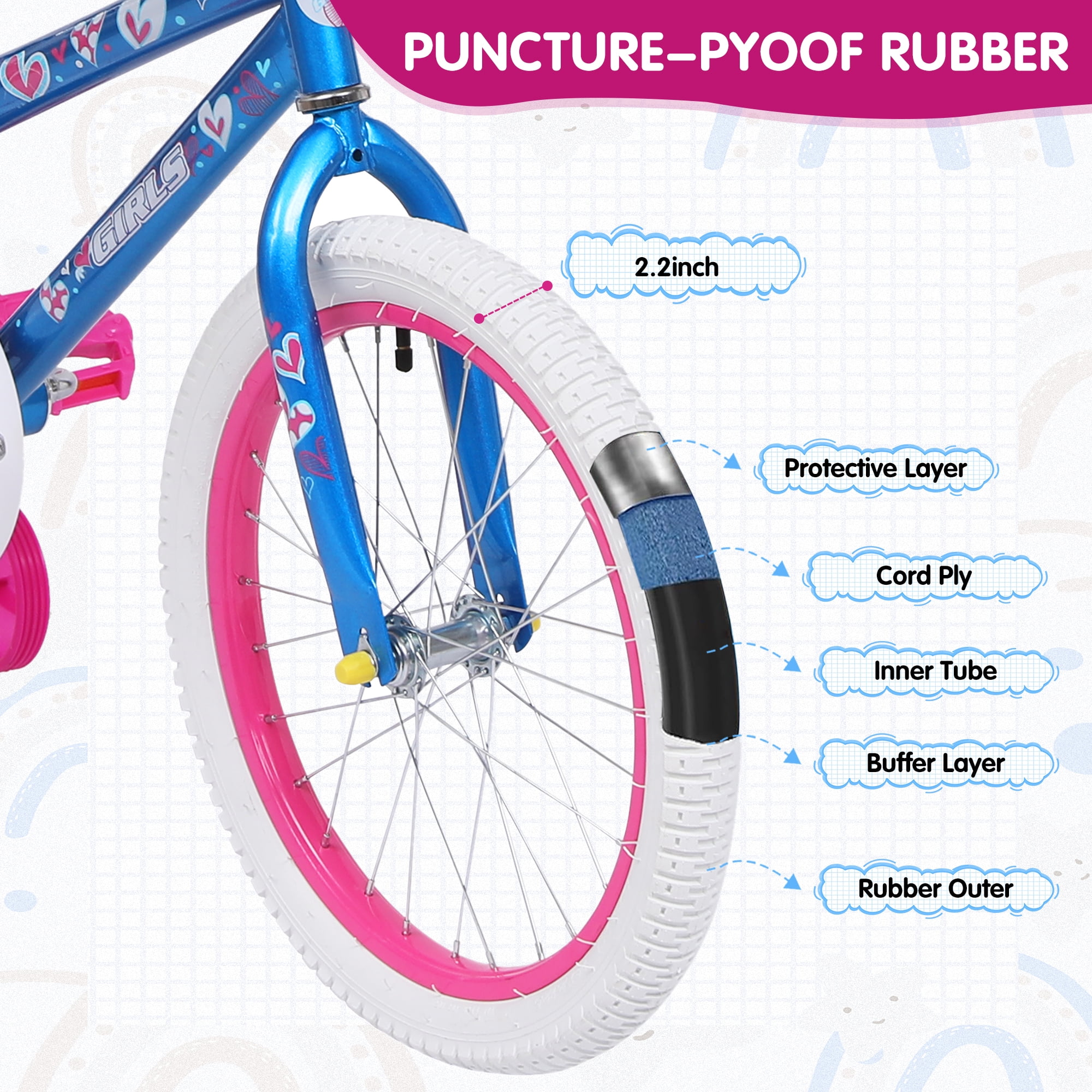 SUGIFT 18-inch Kids Bike with Training Wheels for Girls Ages 6-12 Years, Blue - Image 7