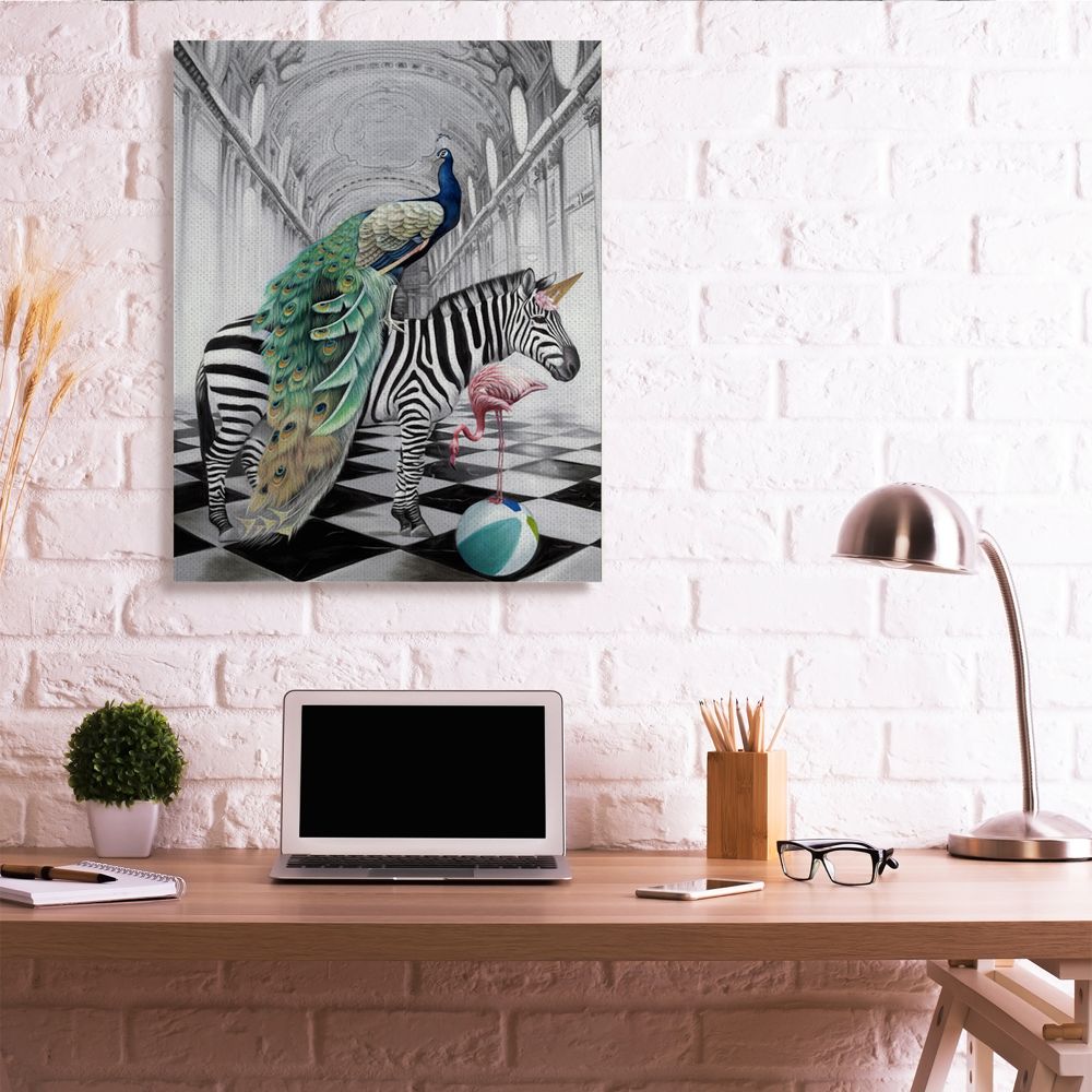 Stupell Industries Safari Animals in Classic Architecture Funny Zebra Birds Canvas Wall Art Design by Urban Road, 36" x 48" - Image 4