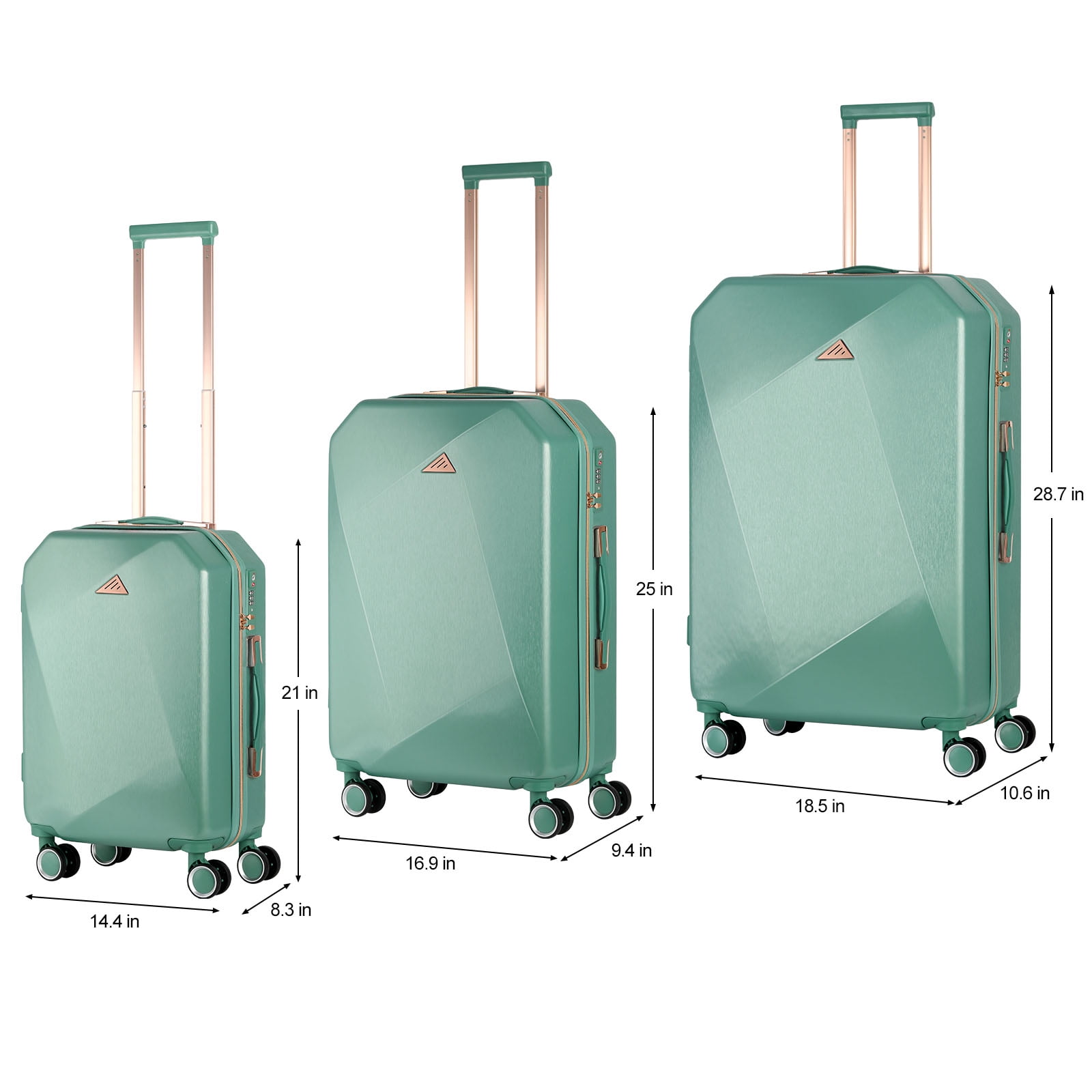 Luggage 3-Pieces Set PC+ABS Durable Suitcase Sets Rose Gold 20"24"28" - Image 2