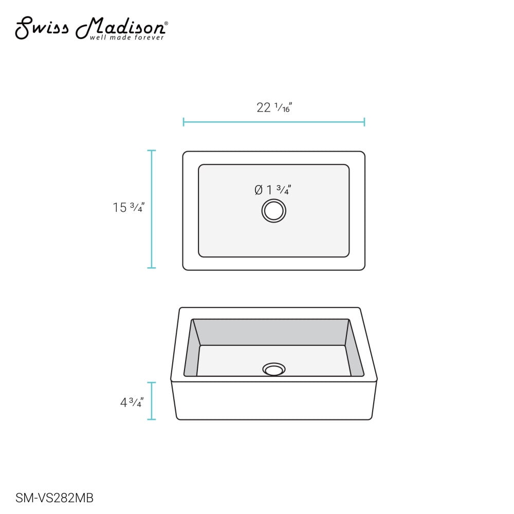 Voltaire Ceramic Rectangle Vessel Sink, Matte Black - Image 2