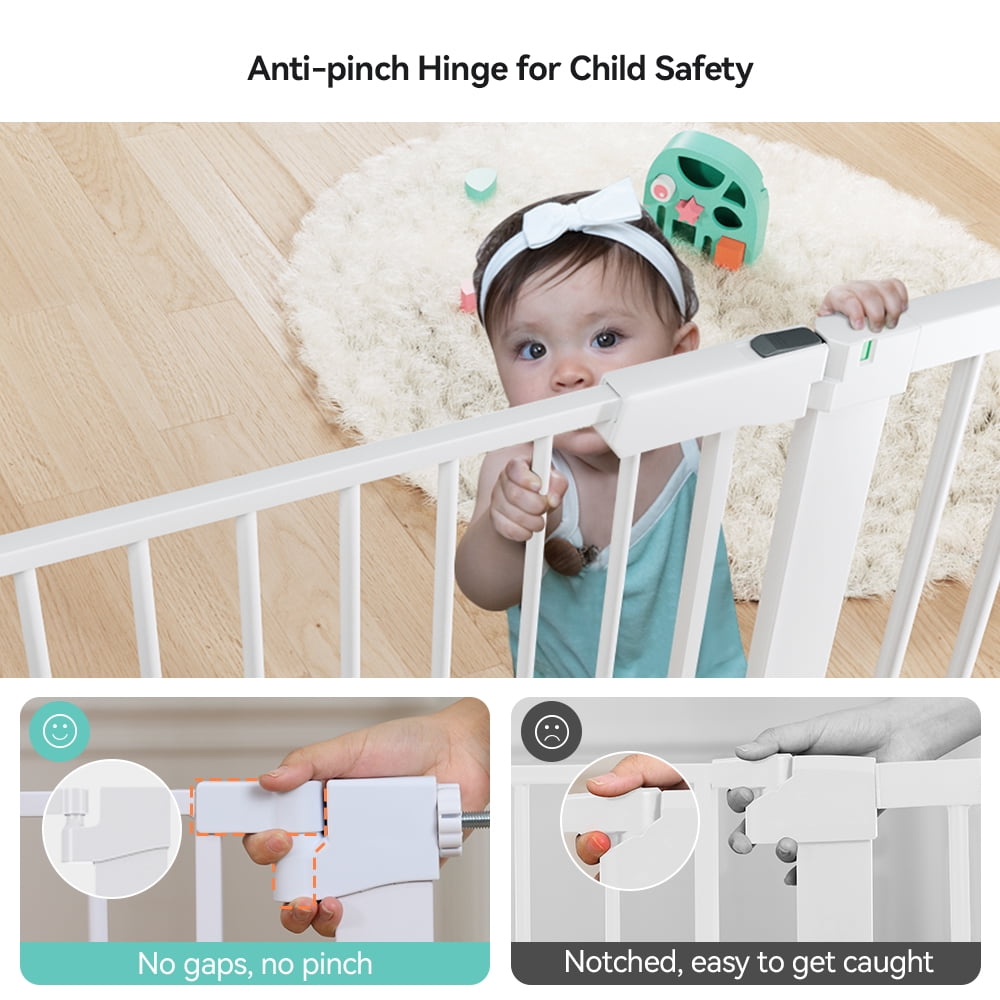 29.5-51.6'' Extra Wide Baby Gate, Caveen 30''H Safety Doorway Gates Pressure Mounted,White - Image 6