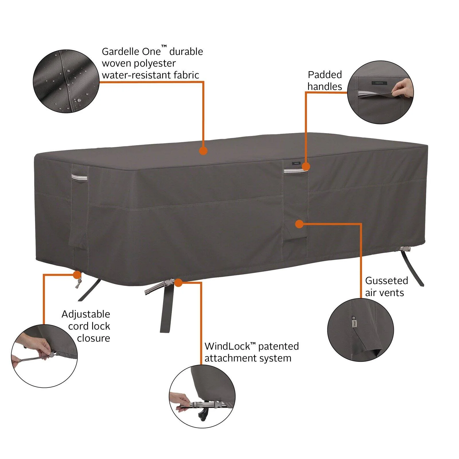 Classic Accessories Ravenna Water-Resistant 72 Inch Rectangular/Oval Patio Table Cover - Image 9