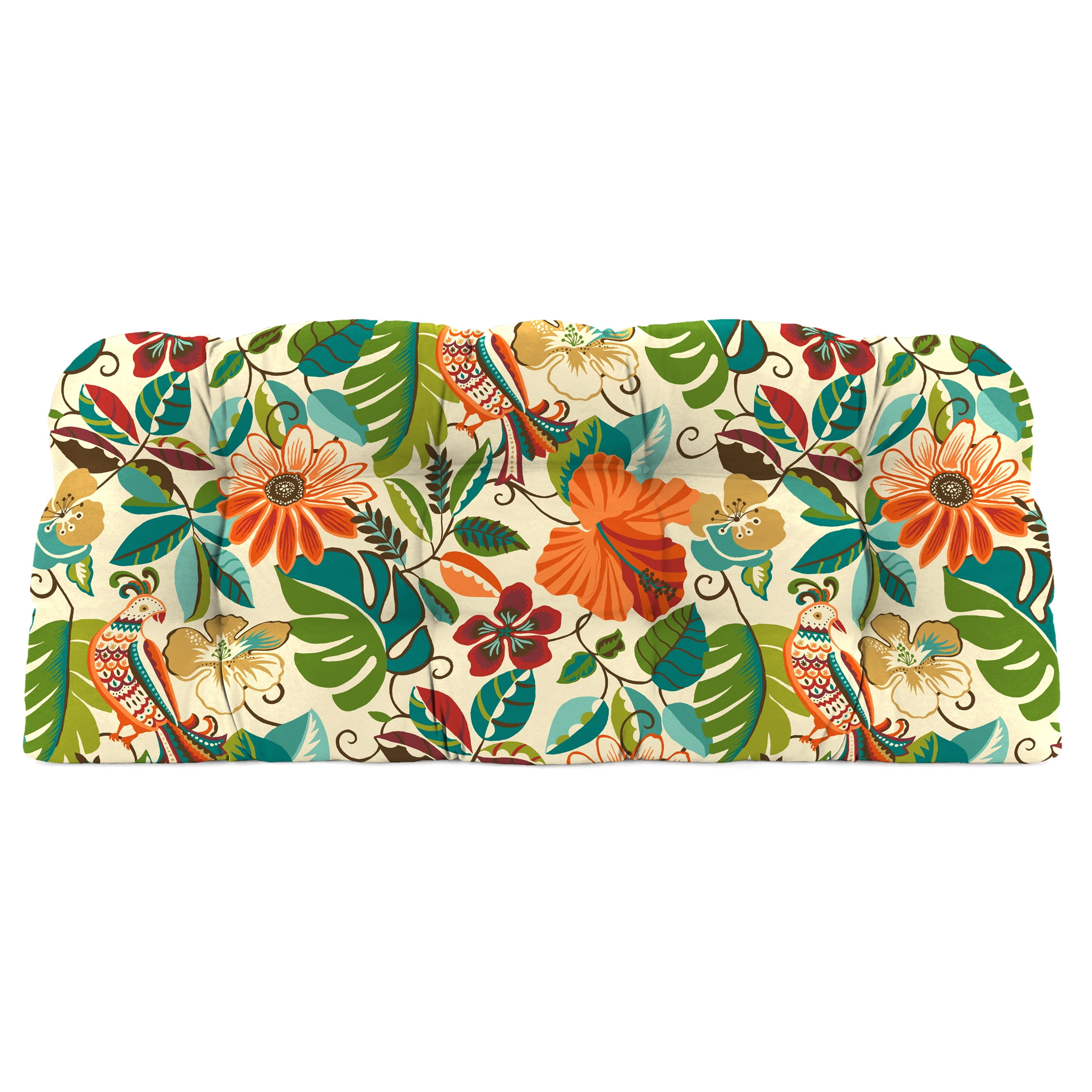 Jordan Manufacturing 3-Piece Lensing Jungle Multicolor Floral Tufted Outdoor Cushion with 1 Wicker Bench Cushion and 2 Wicker Seat Cushions - Image 6