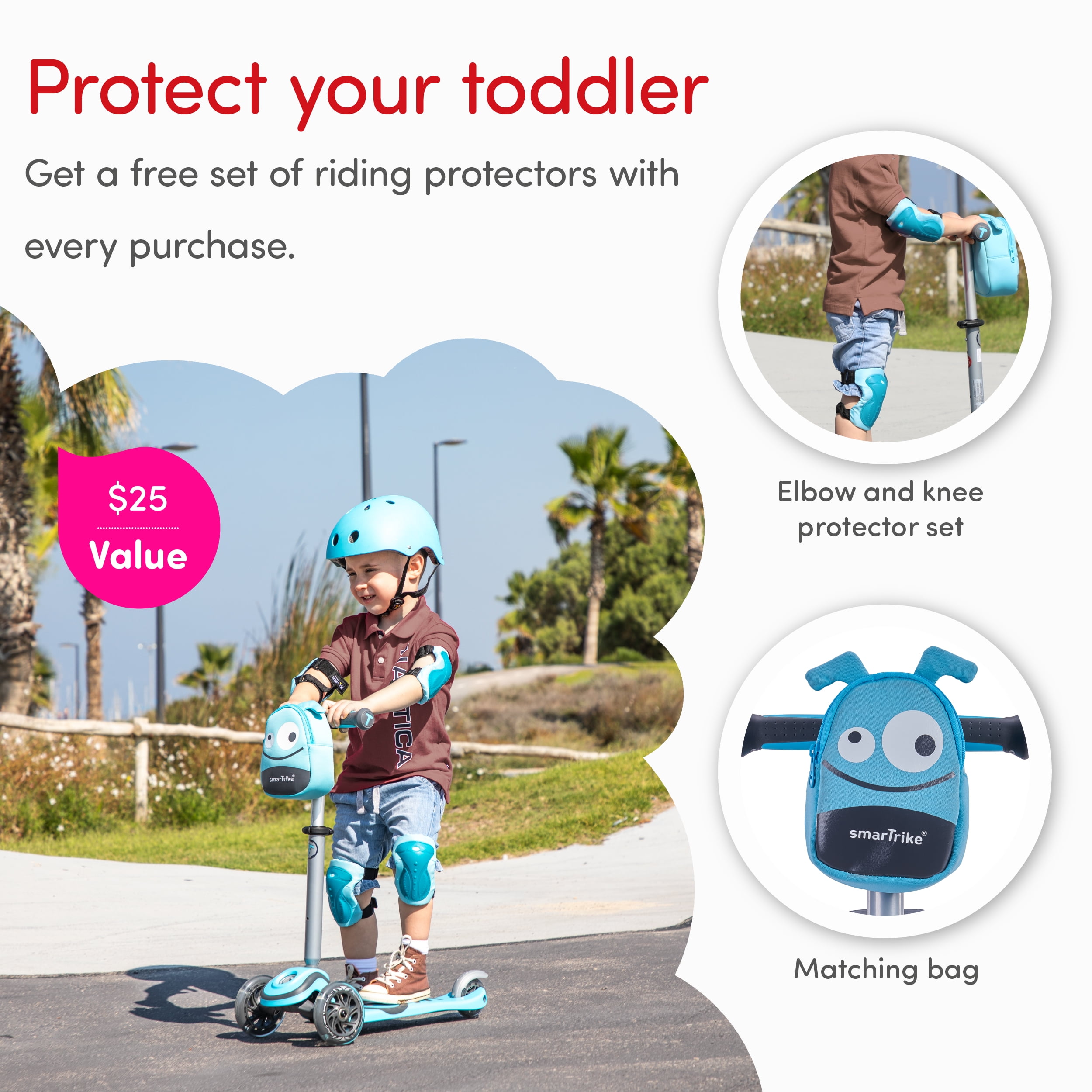 smarTrike T1 3-in-1 Toddler Kick Scooter with LED Lights, 15M+, Blue - Image 3