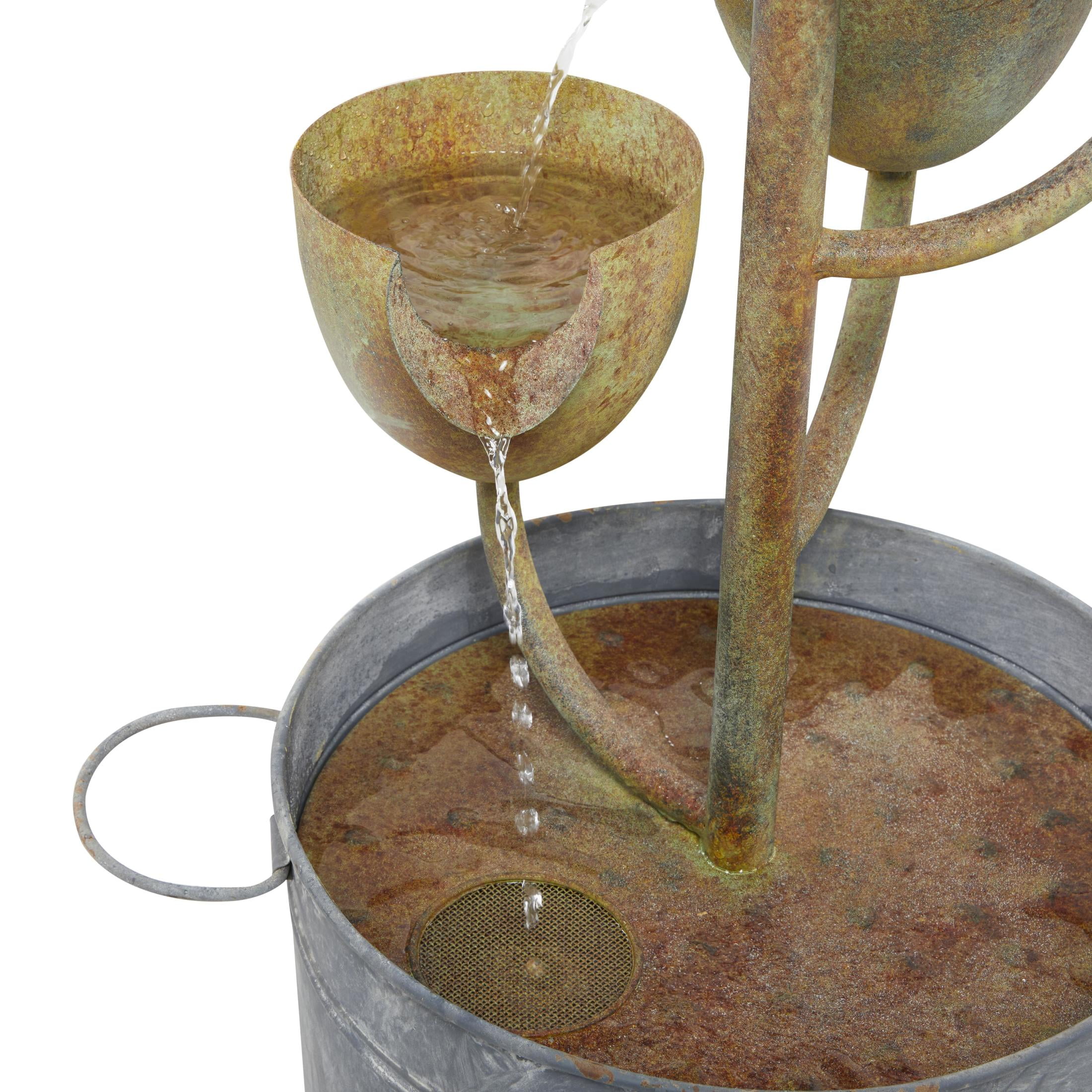 DecMode Copper Fountain Indoor Outdoor Decor with Cascading Cups - Image 8