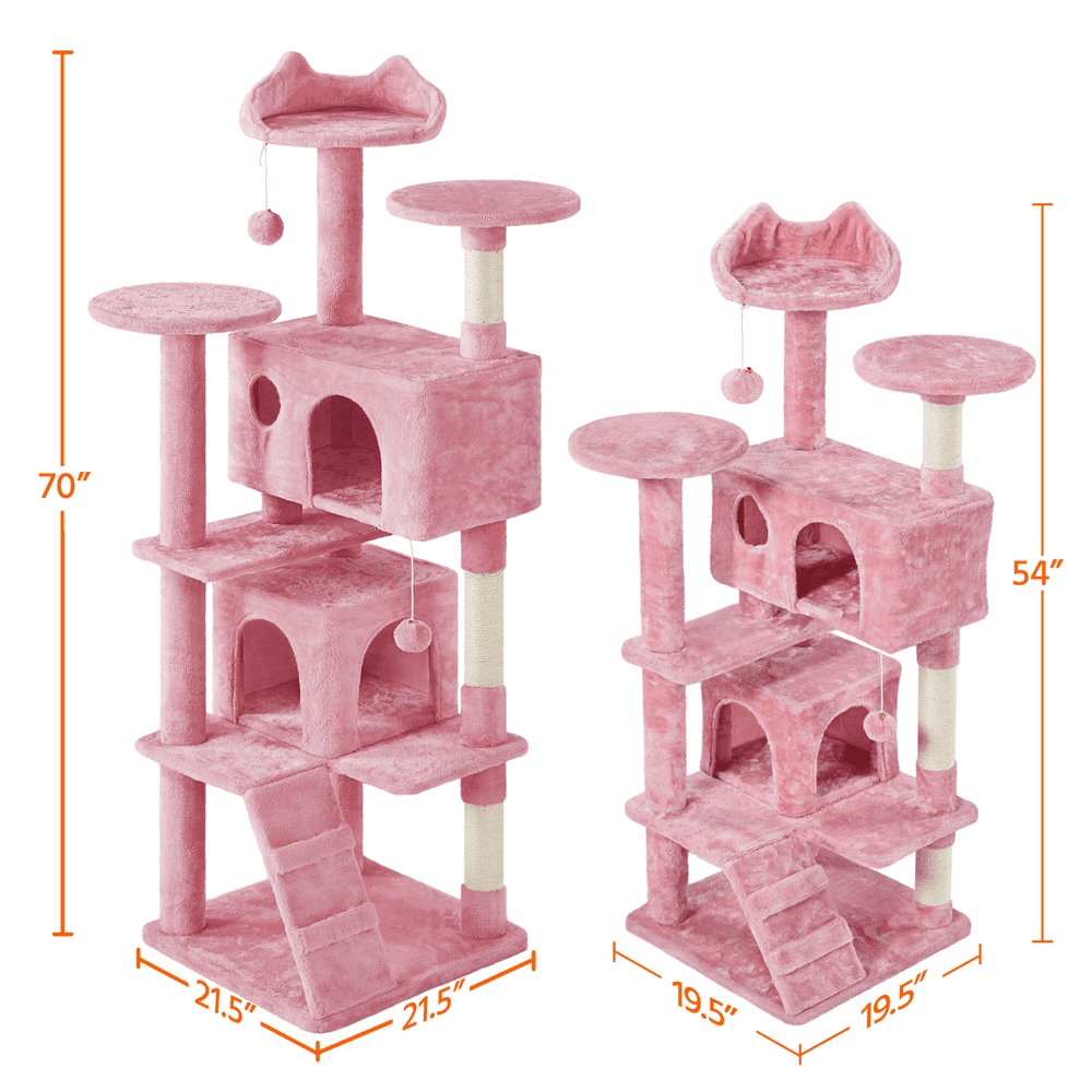 Renwick 70" Cat Tree Condo with 3 Platform & 3 Scratching Posts, Pink - Image 10
