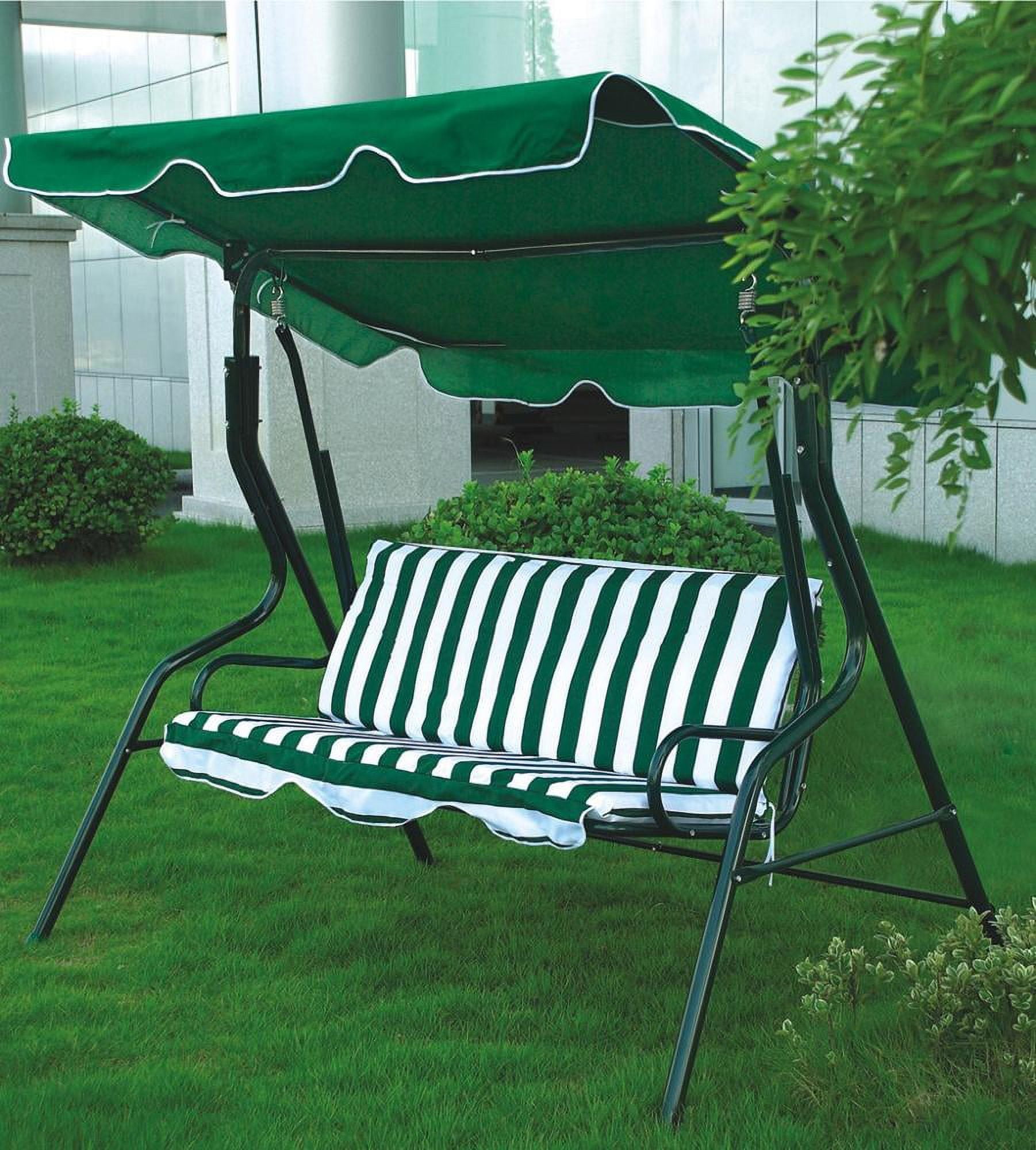 Vebreda 3-Seat Patio Outdoor Porch Swing Glider Chair with Canopy, Green - Image 7