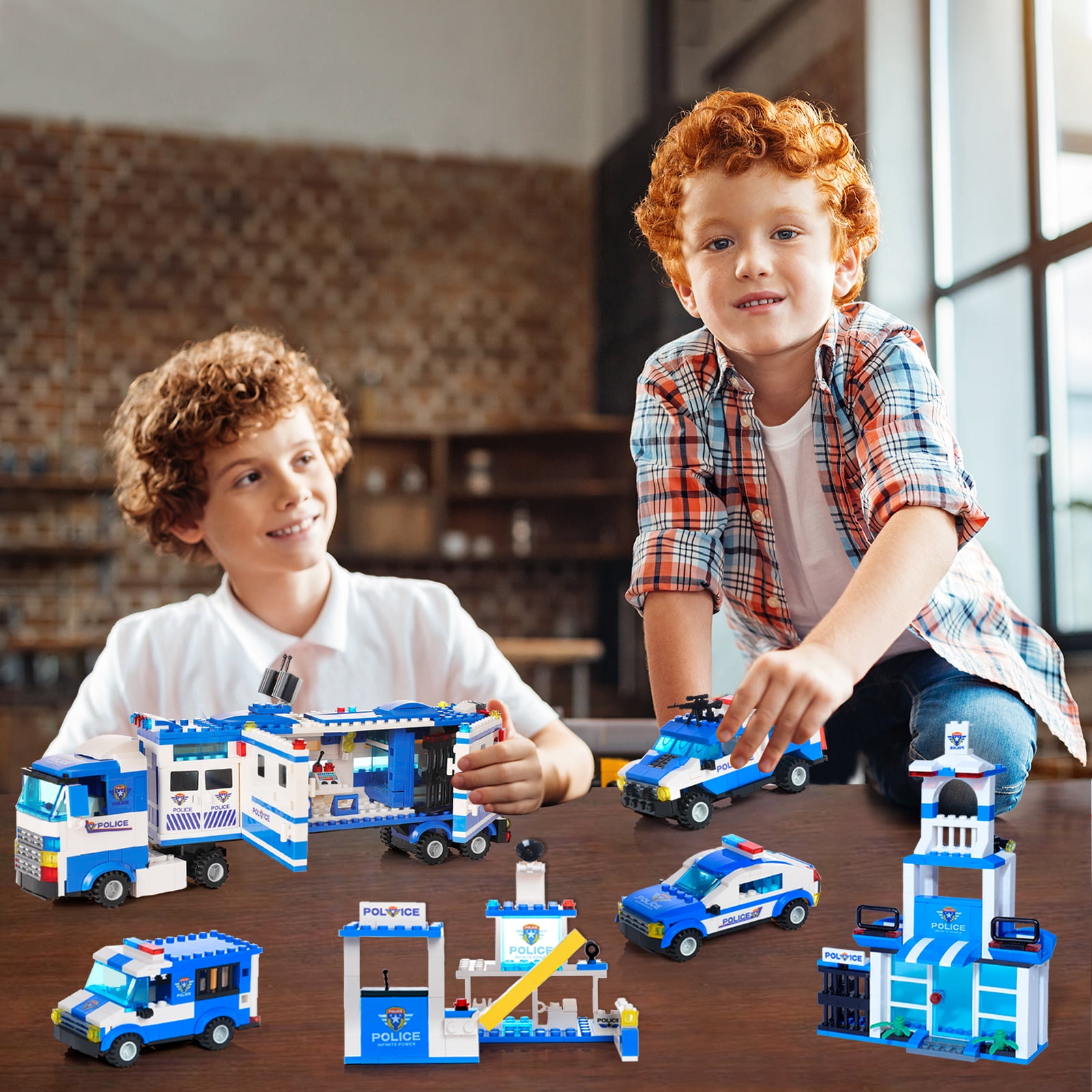 EXERCISE N PLAY 8-in-1 City Police Building Blocks Set, 1039 Pieces - Image 6