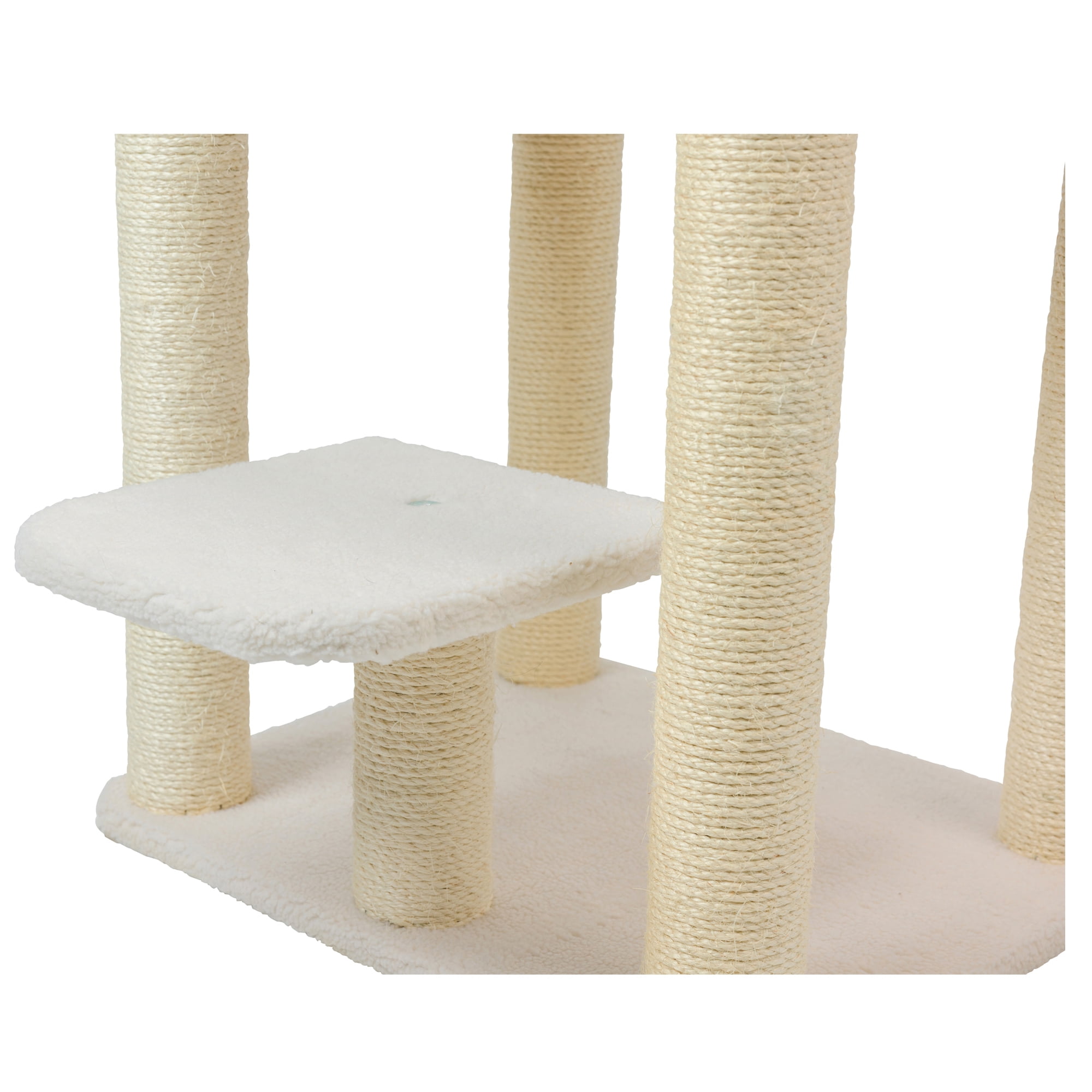 Armarkat 62-in real wood Cat Tree & Condo Scratching Post Tower, Ivory - Image 4