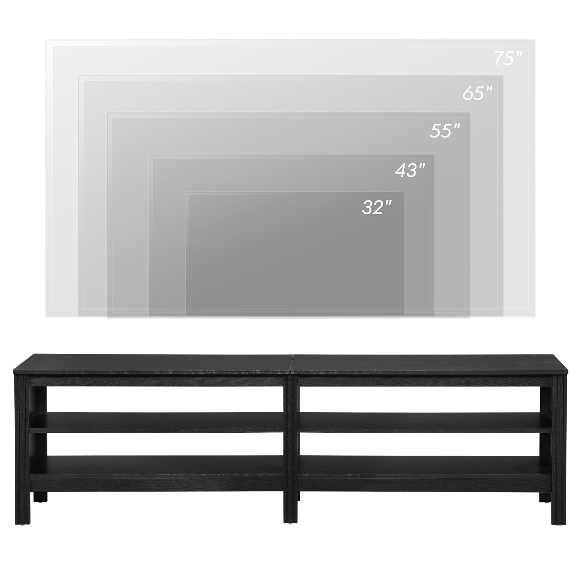 TV Stand for 75 inch TV Entertainment Center , Wood Modern TV Console Storage for 80 70 65 inch TV for Living Room Bedroom, Black, 70 inch - Image 3