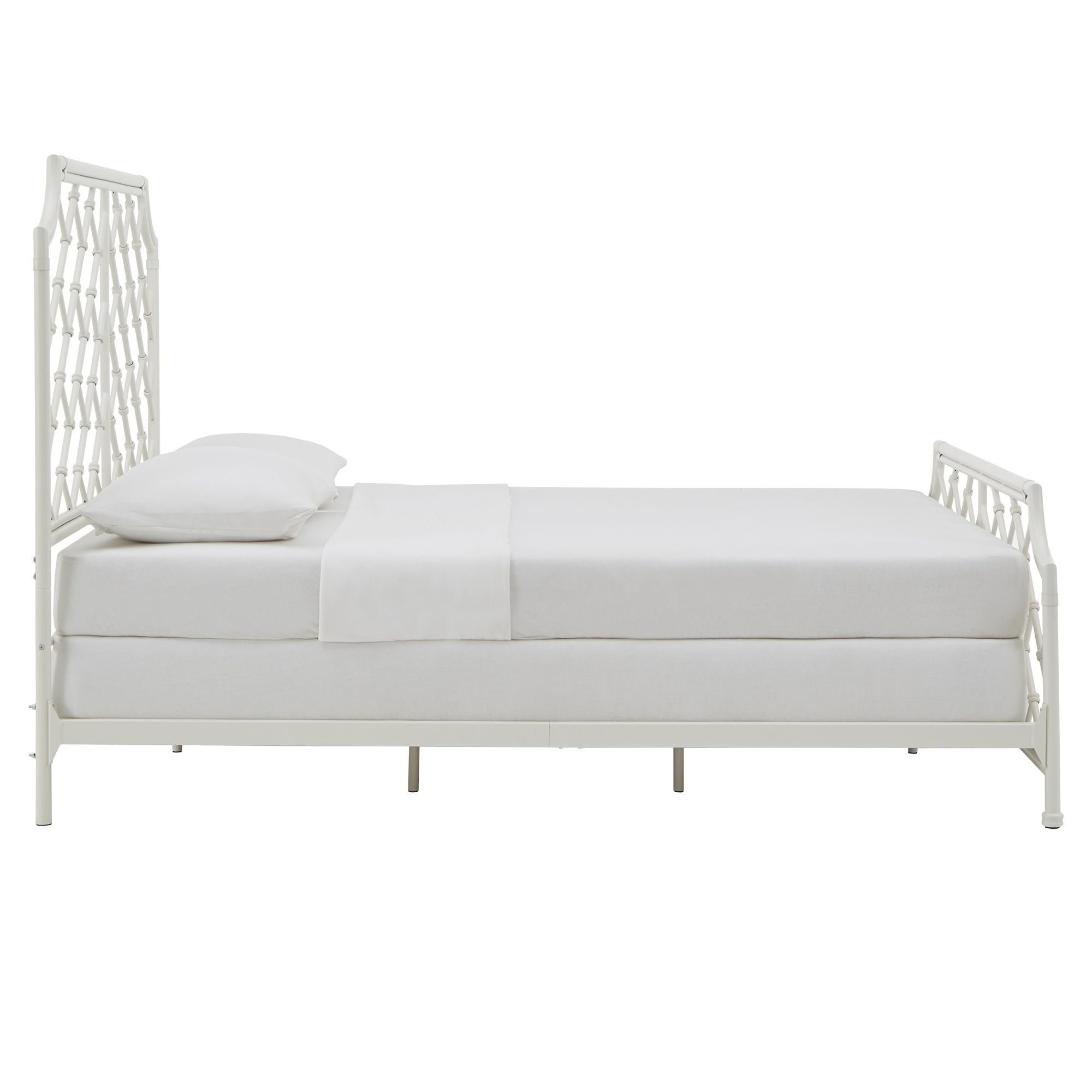 Weston Home Kassandra Geometric Mosaic Metal Queen Bed, White - Image 4