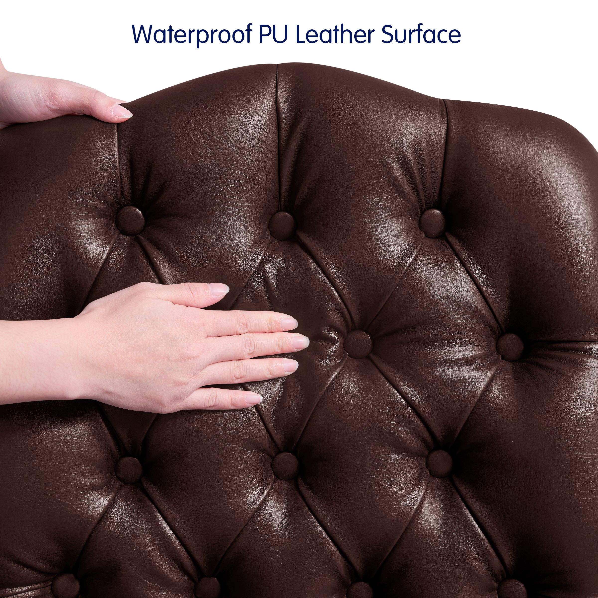 Subrtex Upholstered Dining Chairs Set of 2, PU Leather Dining Chair with Nail heads Trim, Chairs Set for Kitchen Dining Room, Wine - Image 8