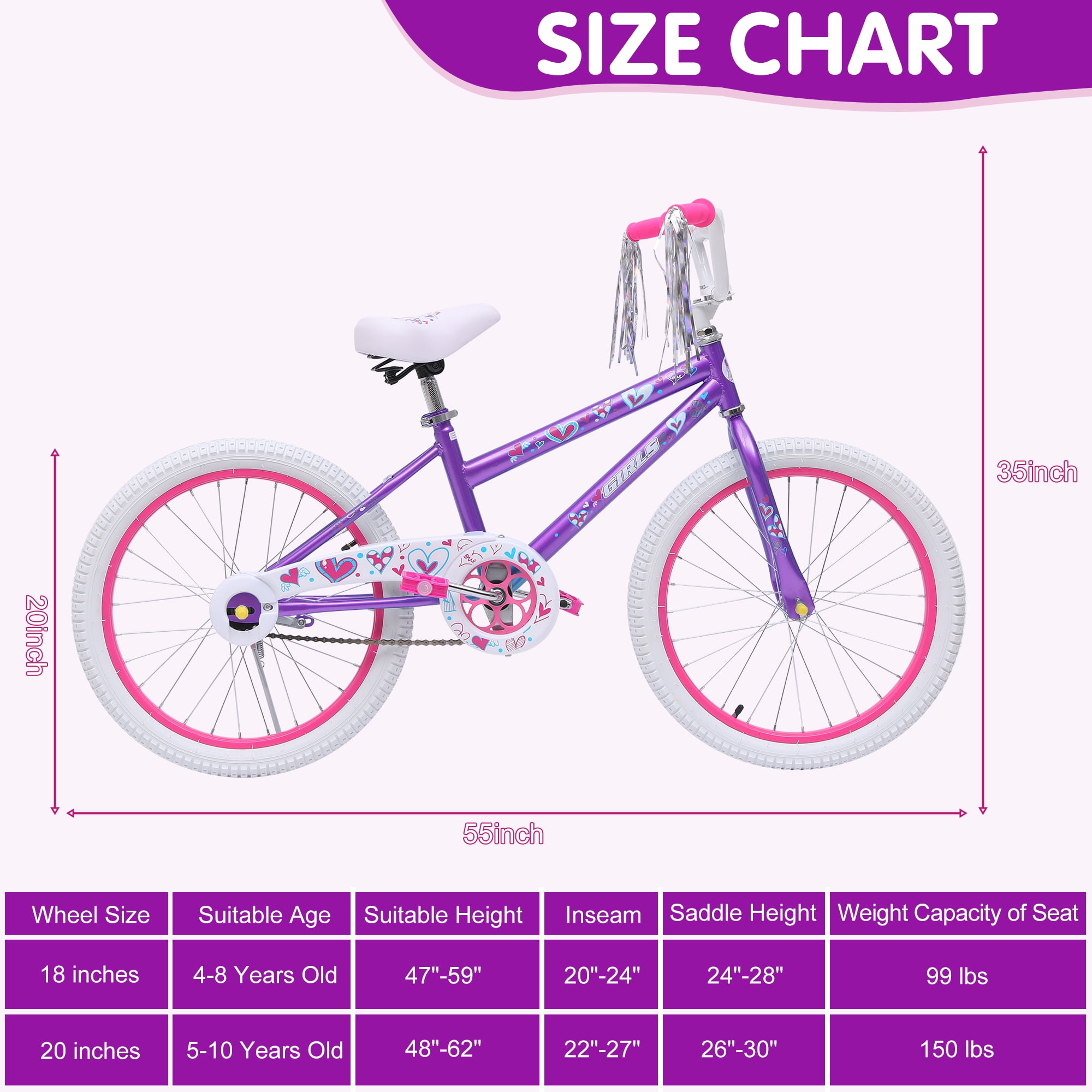 SUGIFT 20 in. Kids Bike Child Bicycle for Girls Age 7-14 Years - Image 6