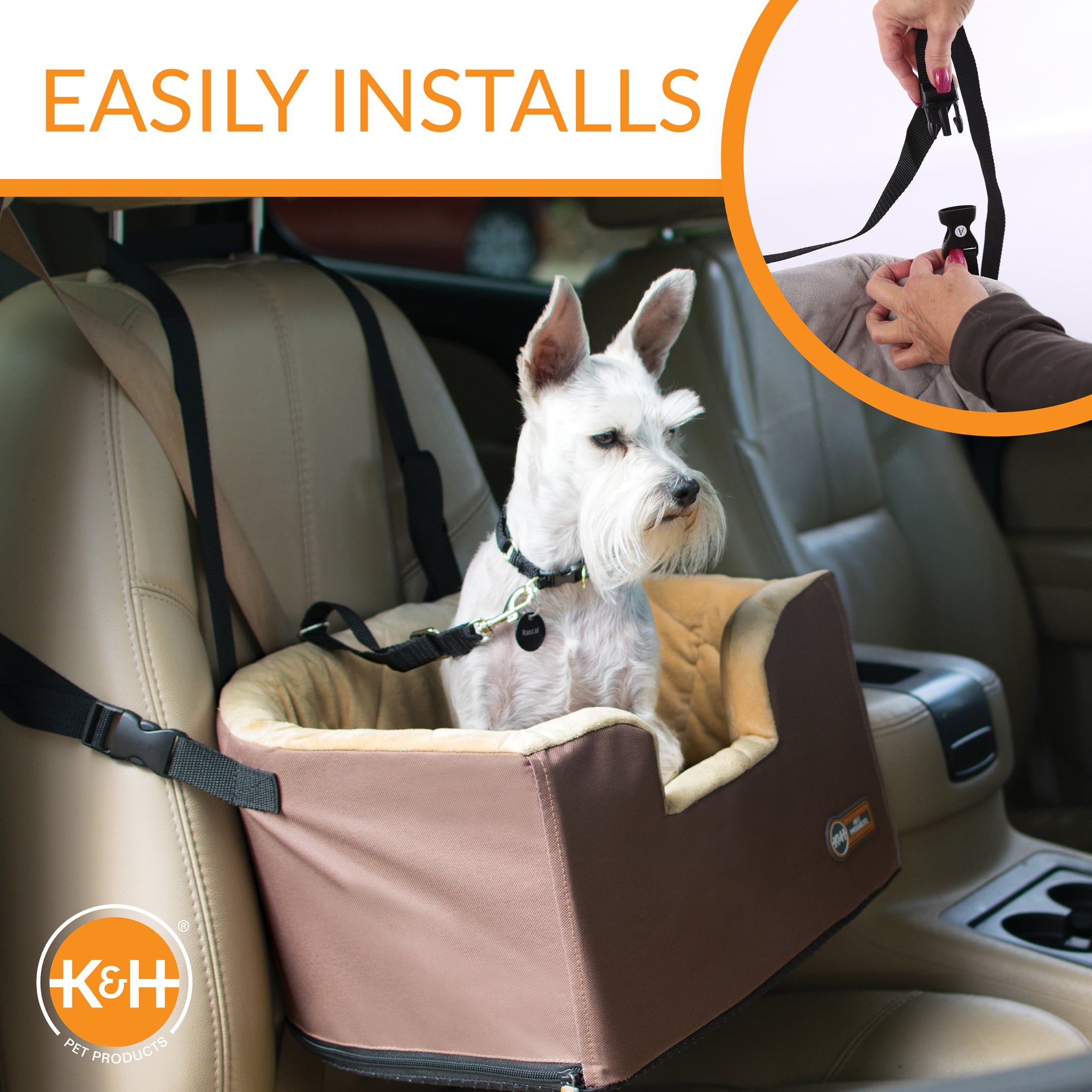 K&H Pet Products Hangin' Bucket Booster Toy Breed Dog Car Seat Tan 16 X 14.5 Inches - Image 7