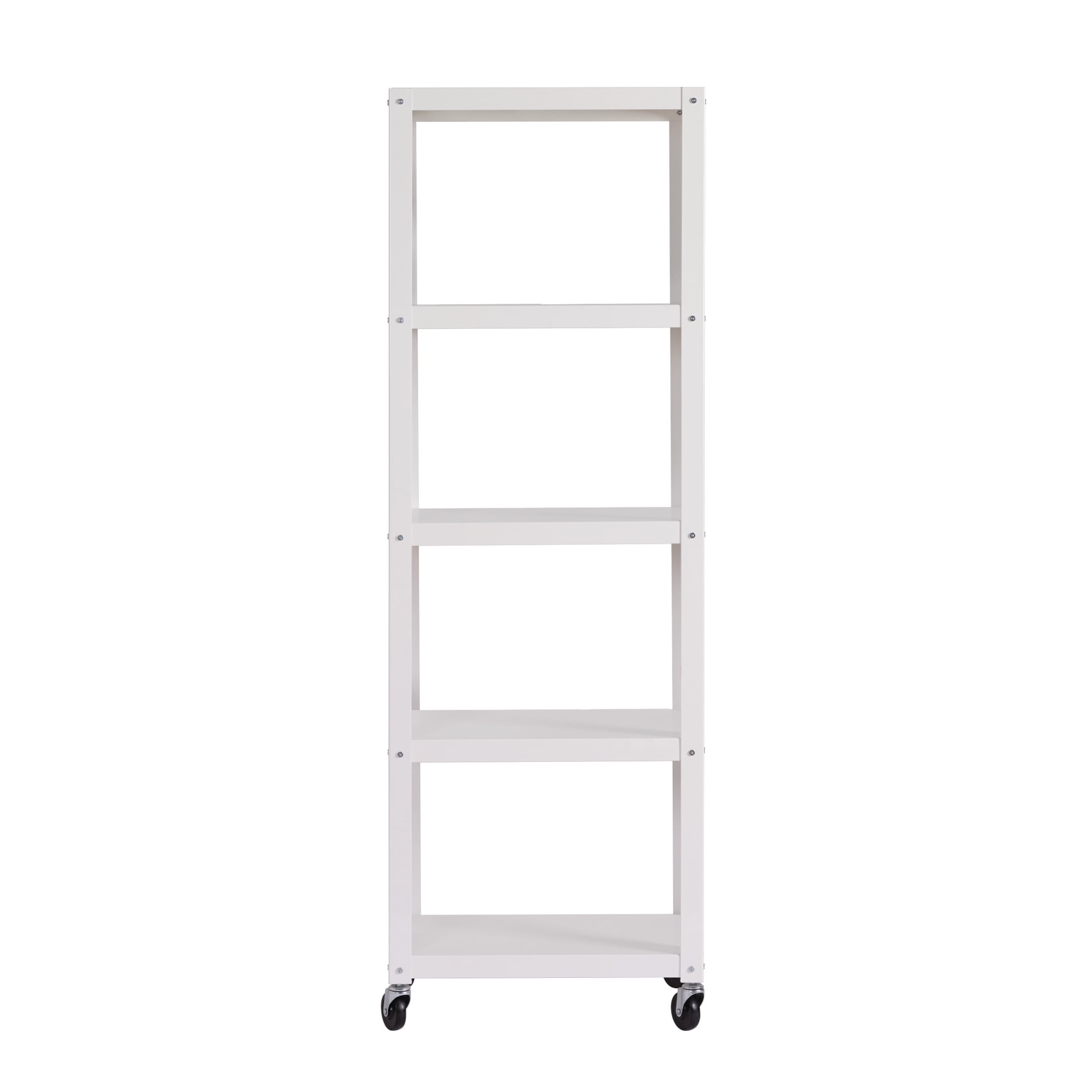Office Dimensions 72" High Rolling 5 Shelf Bookcase, Industrial Metal, White - Image 14