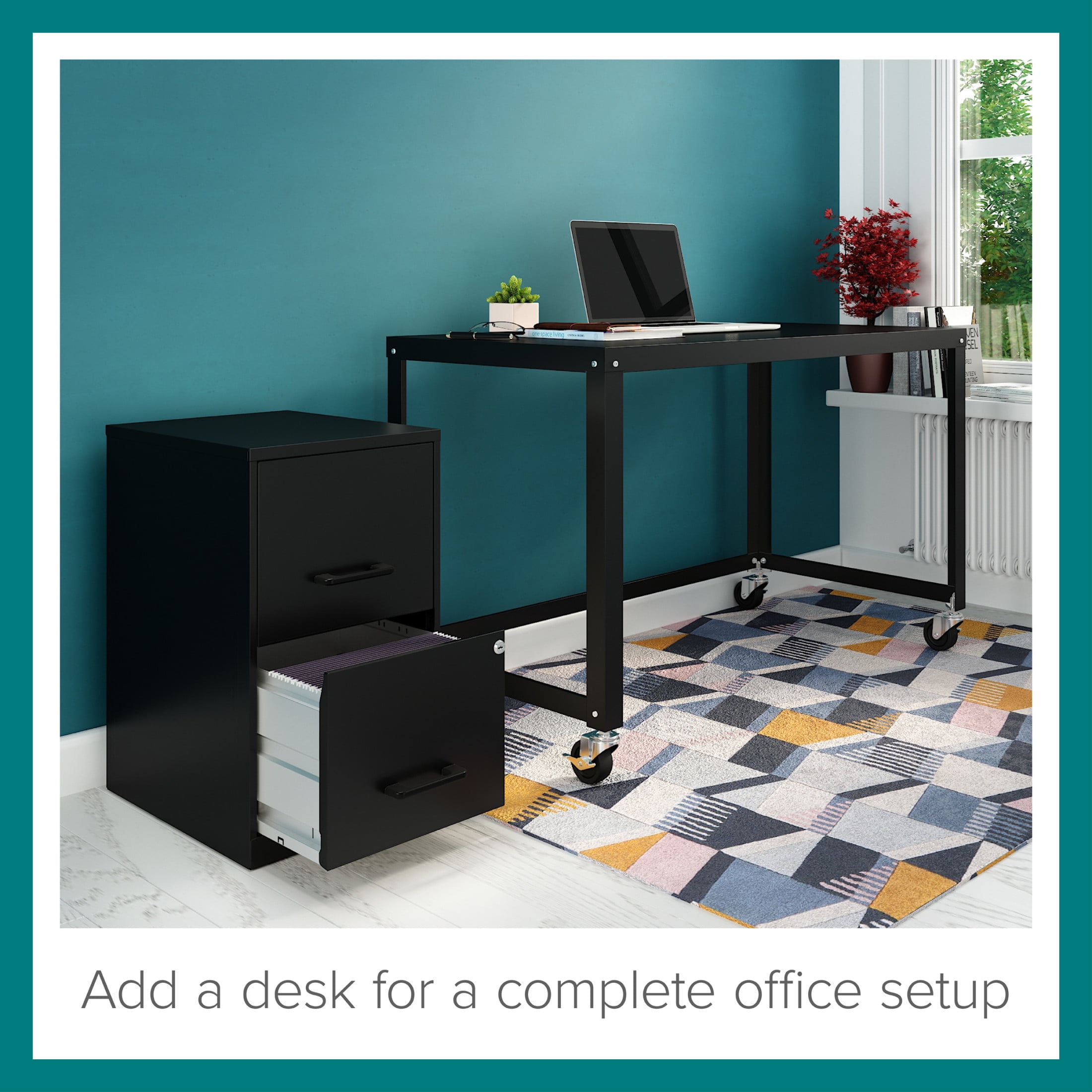 Space Solutions 18" Deep 2 Drawer Letter Width Vertical File Cabinet, Black - Image 10