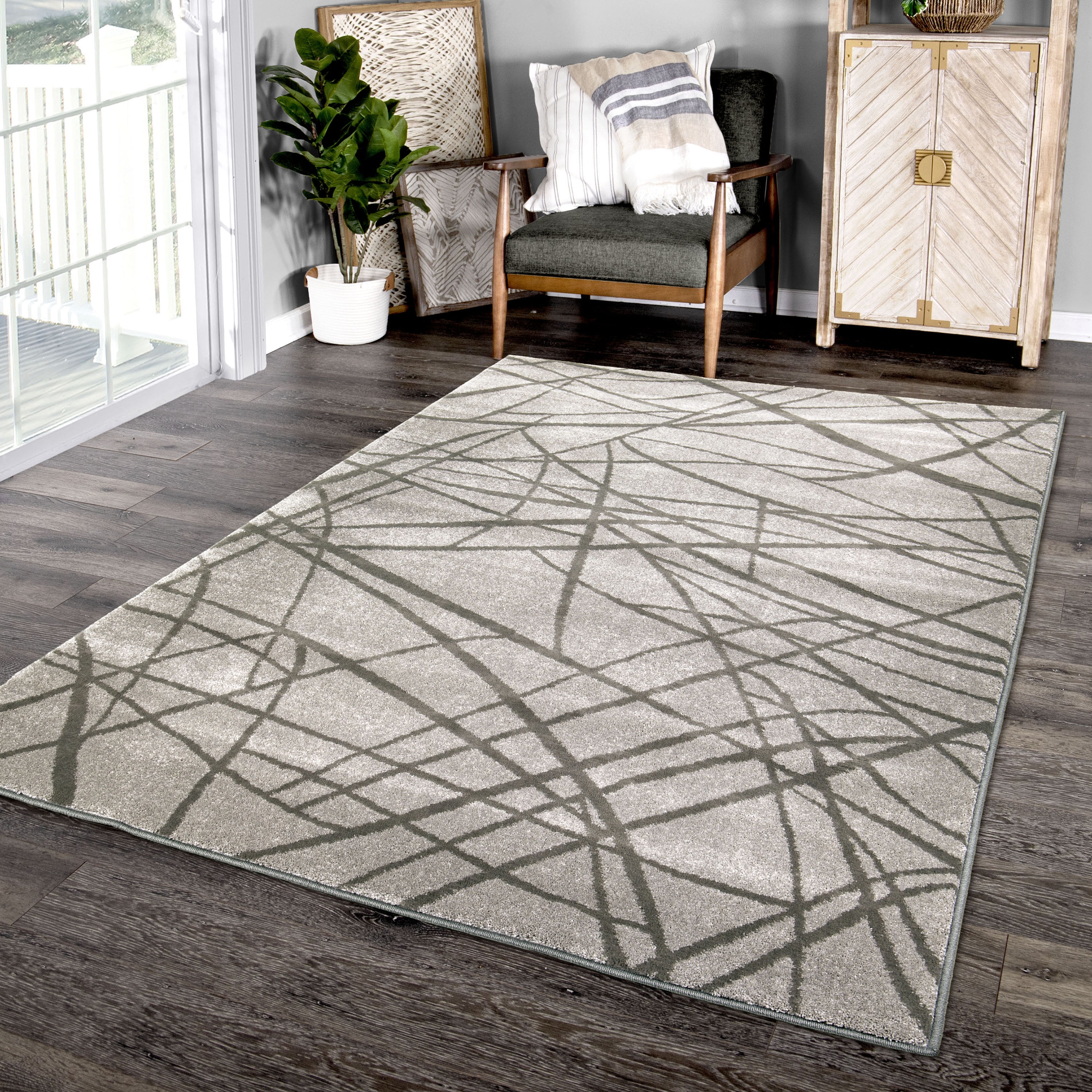 Orian Blaze Area Rug, Grey, 7'10" x 10'10" - Image 2