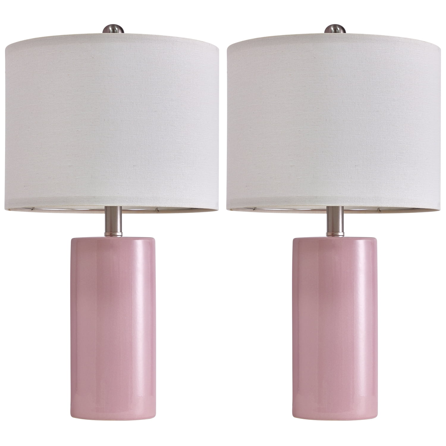 Oneach Ceramic Pink Table Lamps Set of 2 for Living Room Bedroom 22" Modern Bedside Nightstand Lamp - Image 6