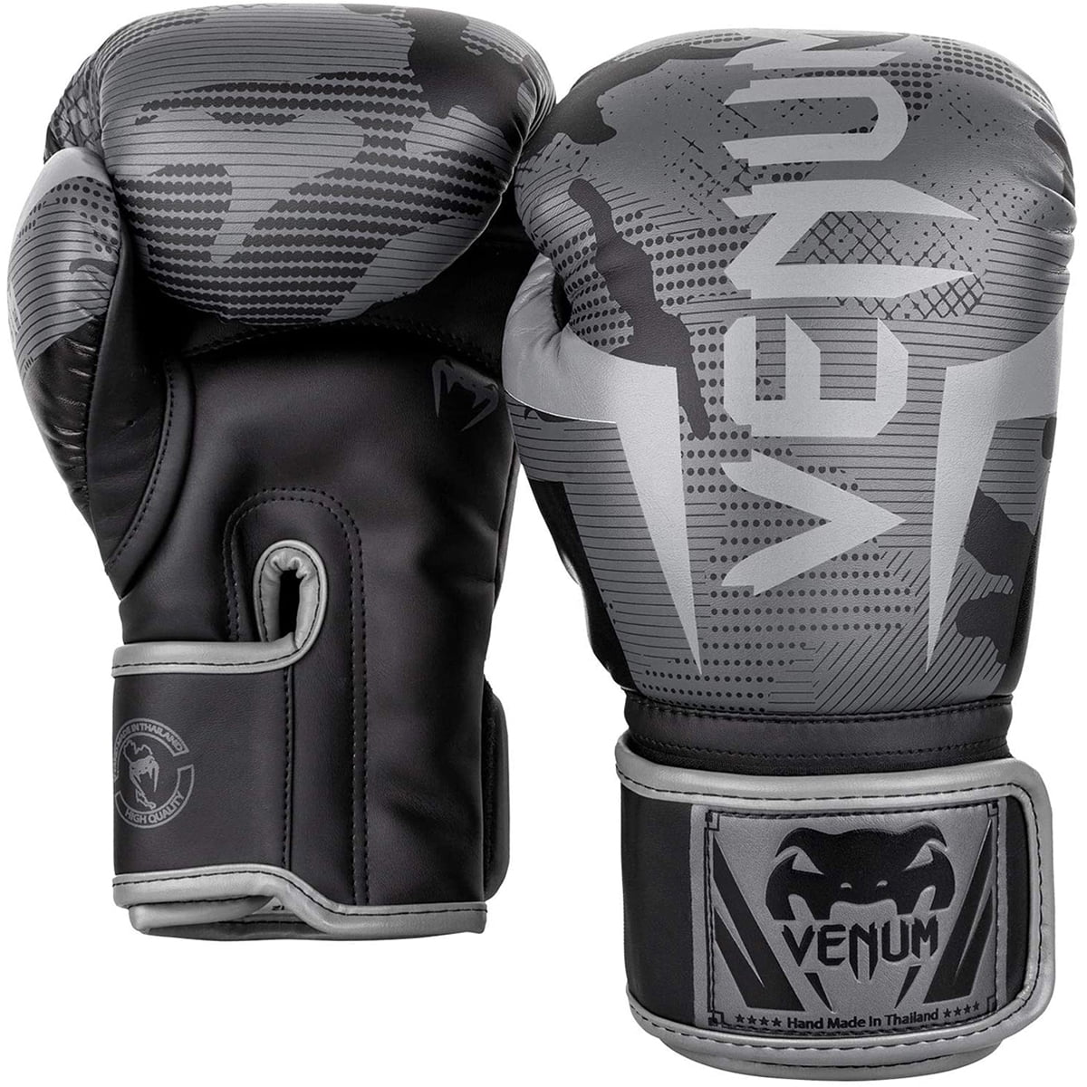 Venum Elite Hook and Loop Boxing Gloves - 10 oz. - Black/Dark Camo - Image 4