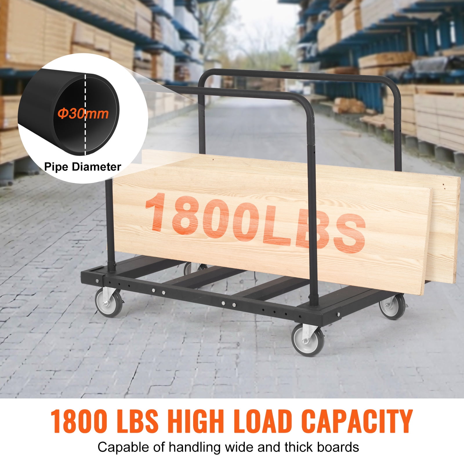 VEVOR Drywall Cart 1800 lbs Panel Cart Dolly Handling Sheetrock Sheet Panel - Image 2