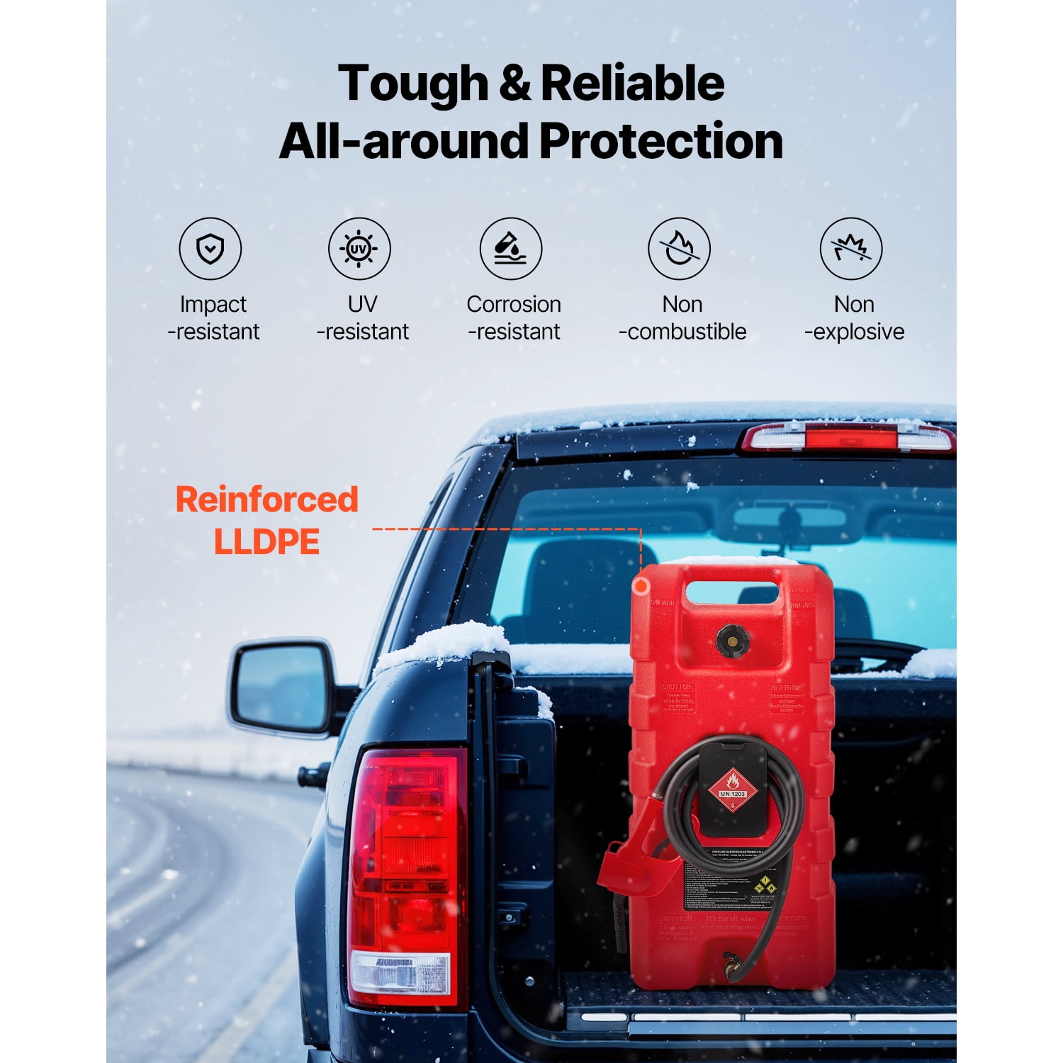 KFFKFF Fuel Carrier, 15-Gallon Capacity, Mobile Fuel Reservoir with Gravity & Manual Pump Options, Wheeled Fuel Storage Unit, 10 ft Transfer Hose & Hand-Operated Pump, Fuel Trolley for Motorboats - Image 2