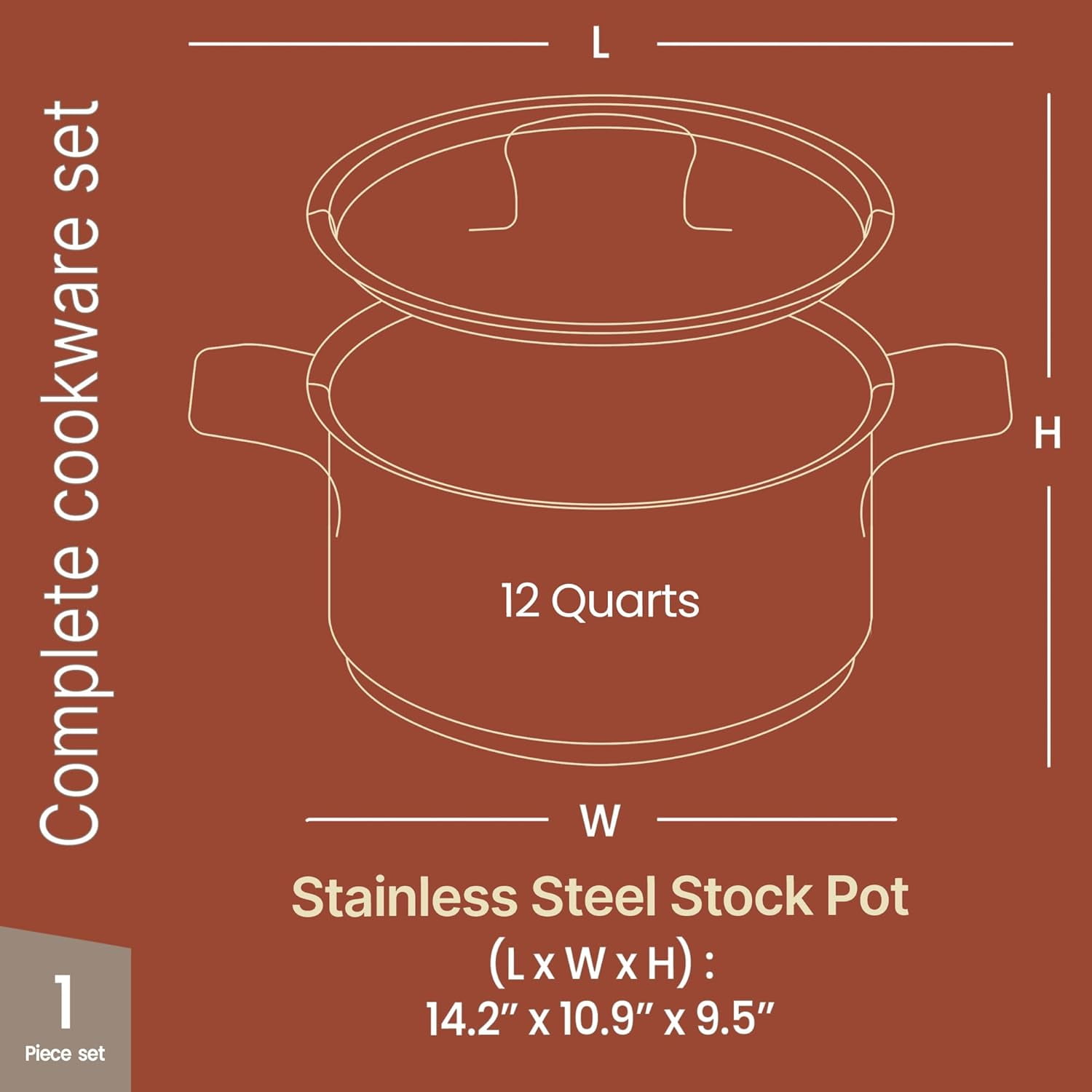 Stockpot – 12 Quart – Brushed Stainless Steel – Heavy Duty Induction Pot with Lid and Riveted Handles – For Soup, Seafood, Stock, Canning and for Catering for Large Groups and Events by BAKKEN - Image 2