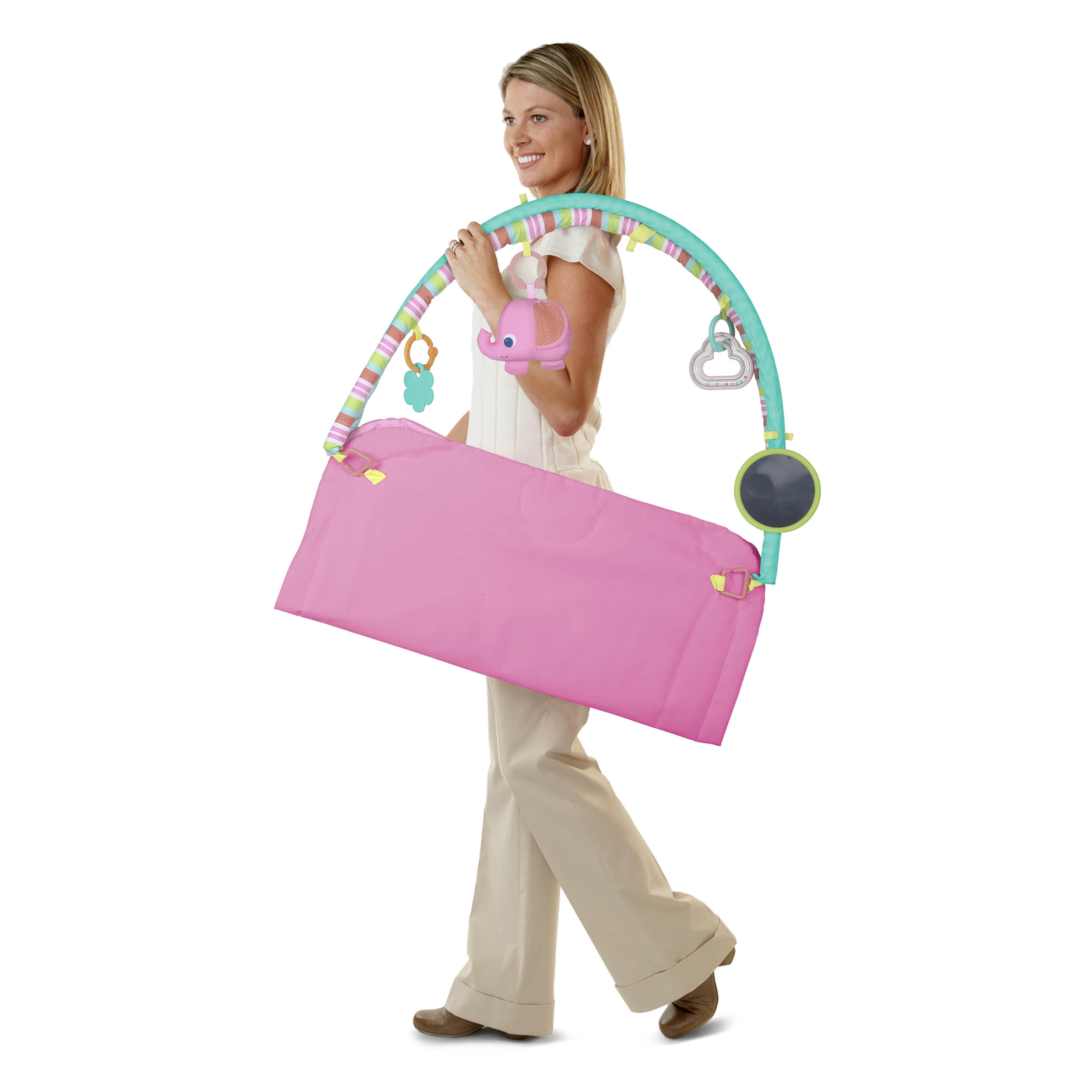 Bright Starts Fanciful Flowers Baby Activity Gym and Play Mat - Pink - Image 3