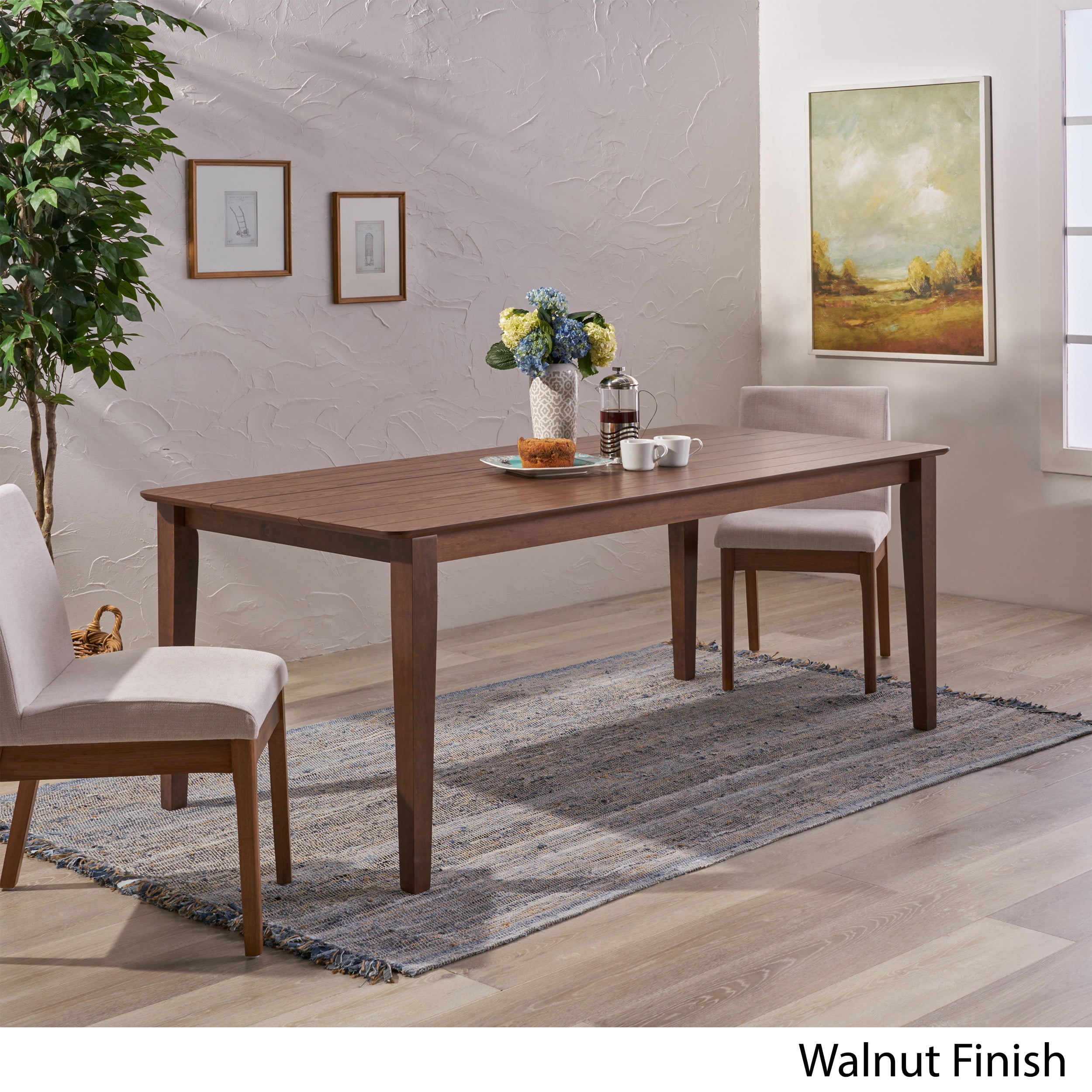 Noble House Lylah Indoor Rectangular 8 Seat Farmhouse Dining Table, Walnut Finish - Image 2