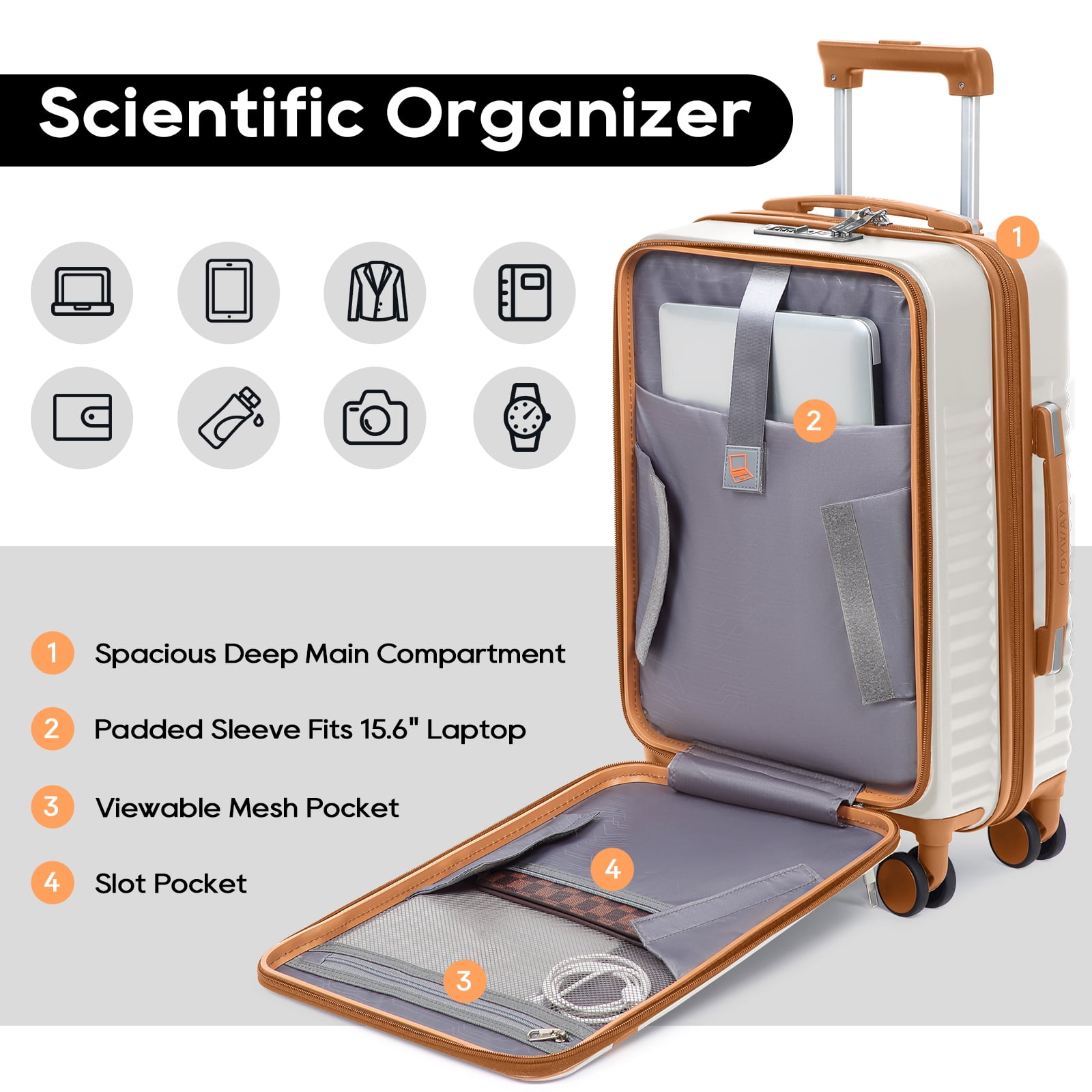 Joyway Front Opening Cover Carry-on Luggage Side Hooks TSA Lock Spinner Wheels YKK Zippers - Image 5