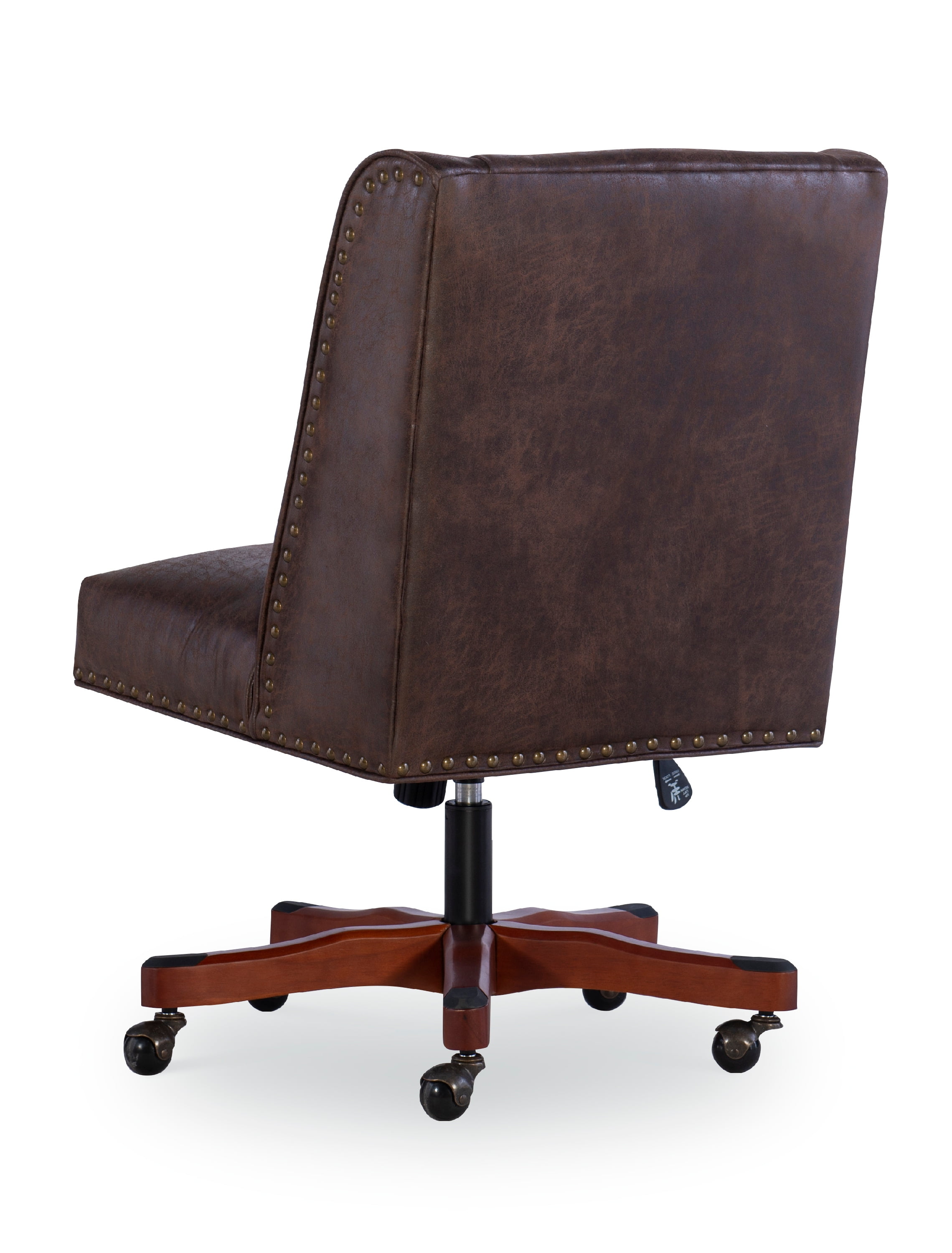 Linon Draper Faux Leather High Back Swivel Task Chair, Brown - Image 9
