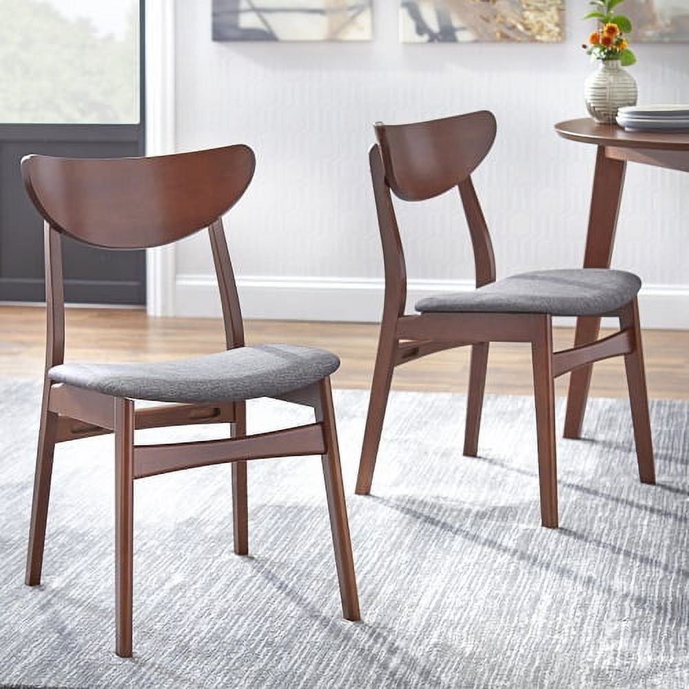 TMS Dafina Indoor Dining Chair, Set of 2, Walnut/Dark Gray - Image 2
