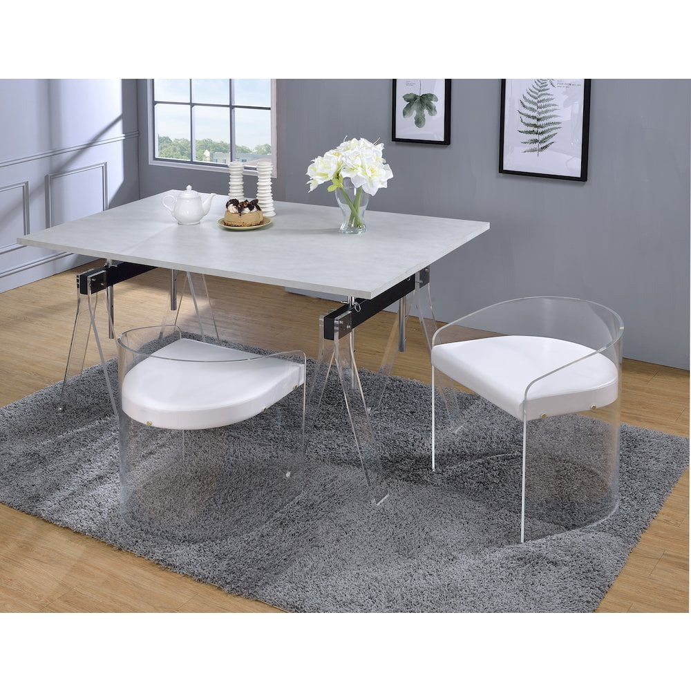 Fox Hill Trading Pure Decor 19" U Shape Lucite and Acrylic Dinner Chair in Clear - Image 7