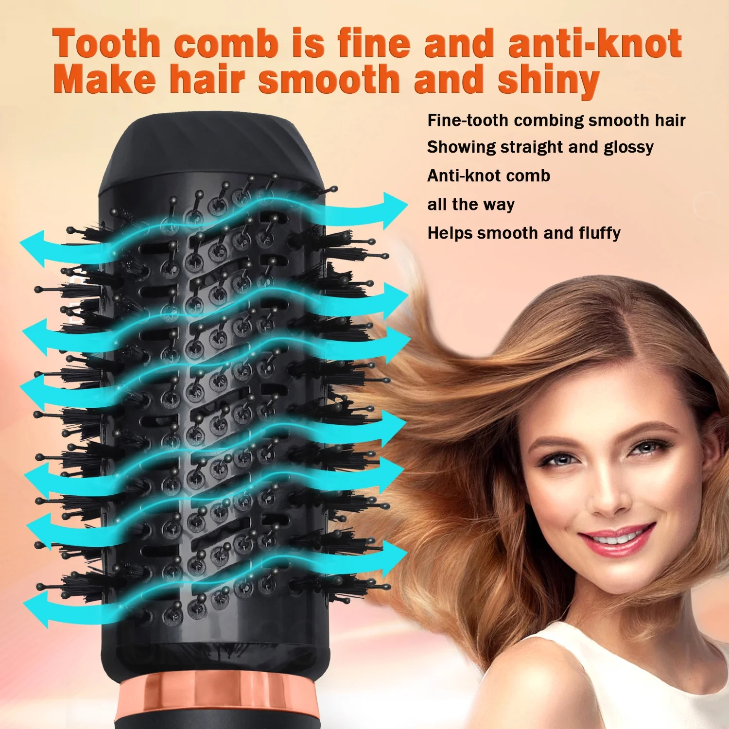 Atopskins 6 in 1 Hot Air Brush, Professional Hair Dryer Brush Blow Dryer Brush Detachable Design Styling Tools 3 Temp for Straightening, Curling and Drying - Image 3