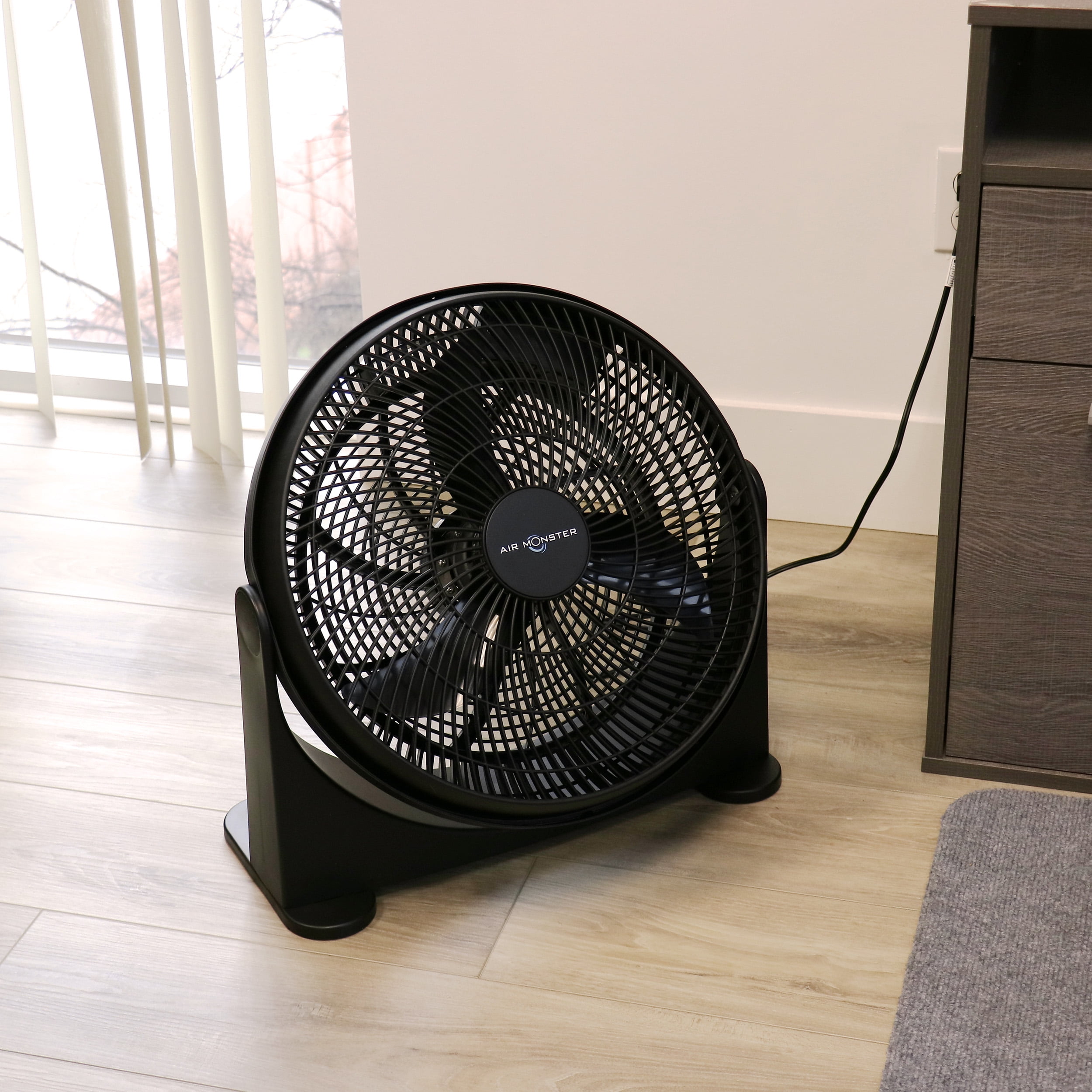Air Monster 16 Inch Air Circulator 3 Speed Adjustable Angle Floor Fan in Black - Image 3
