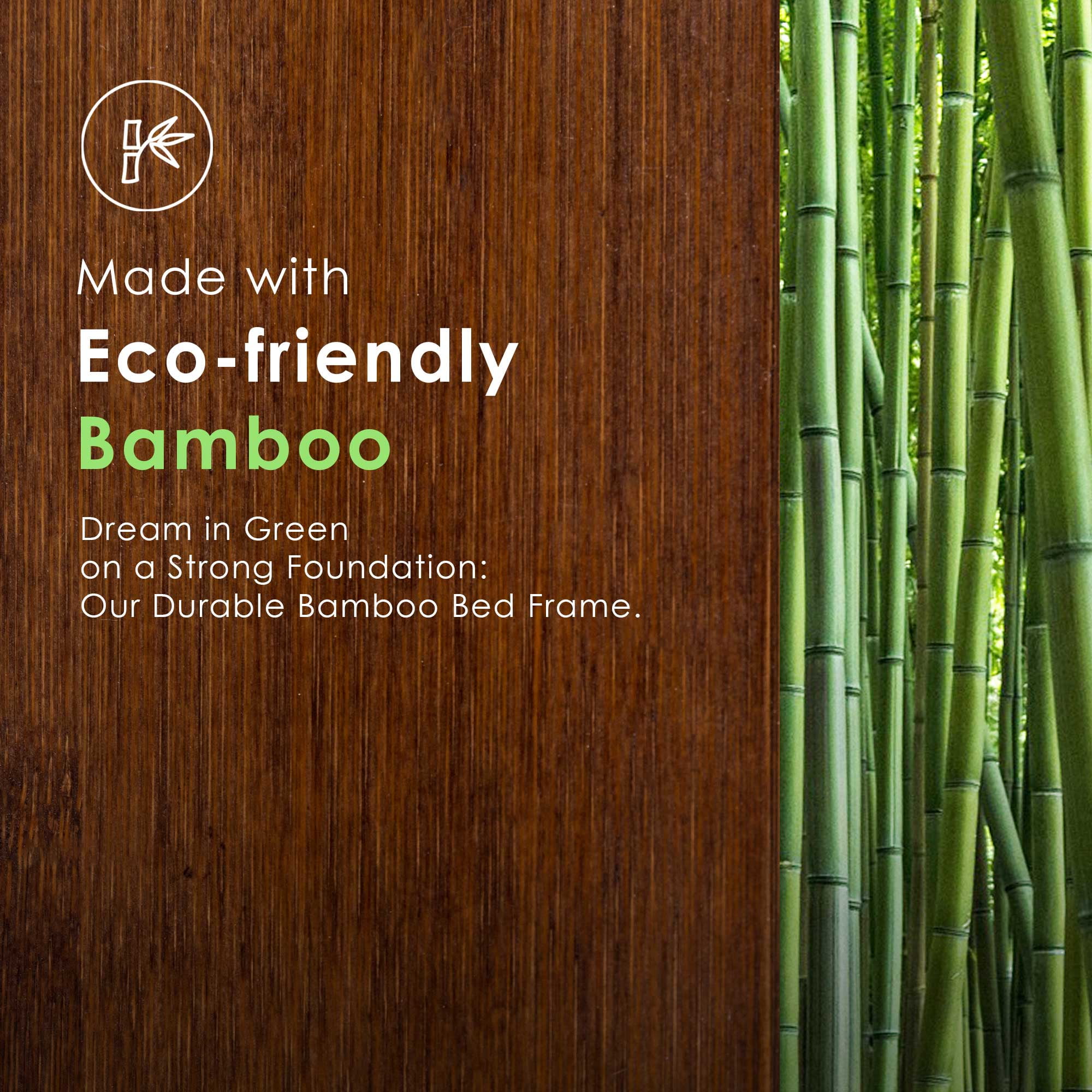 Best Price Mattress Asher 14" Bamboo Wood Platform Bed with Wooden Slats, Coffee, Queen - Image 8