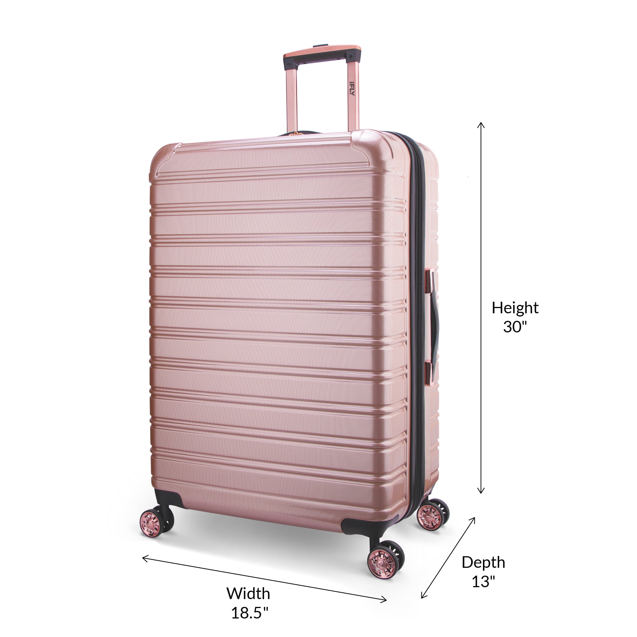 iFLY Hardside Luggage Fibertech 3 Piece Set, 20" Carry-on, 24" Checked Luggage and 28" Checked Luggage, Rose Gold - Image 8
