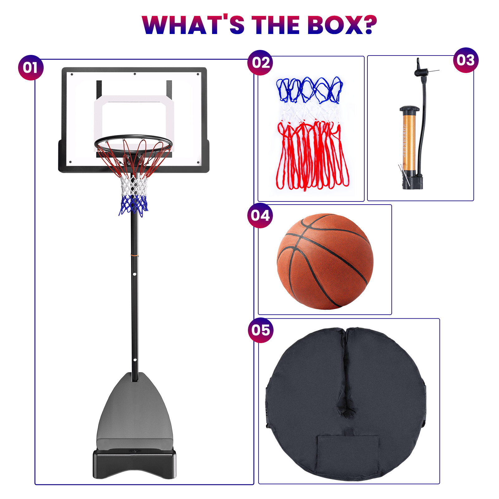 Basketball Hoop with Basketball for Kids Adults 33",Vecukty Adjustable Height 5-8.5' Portable Pool Basketball Goal Outdoor Indoor - Image 5