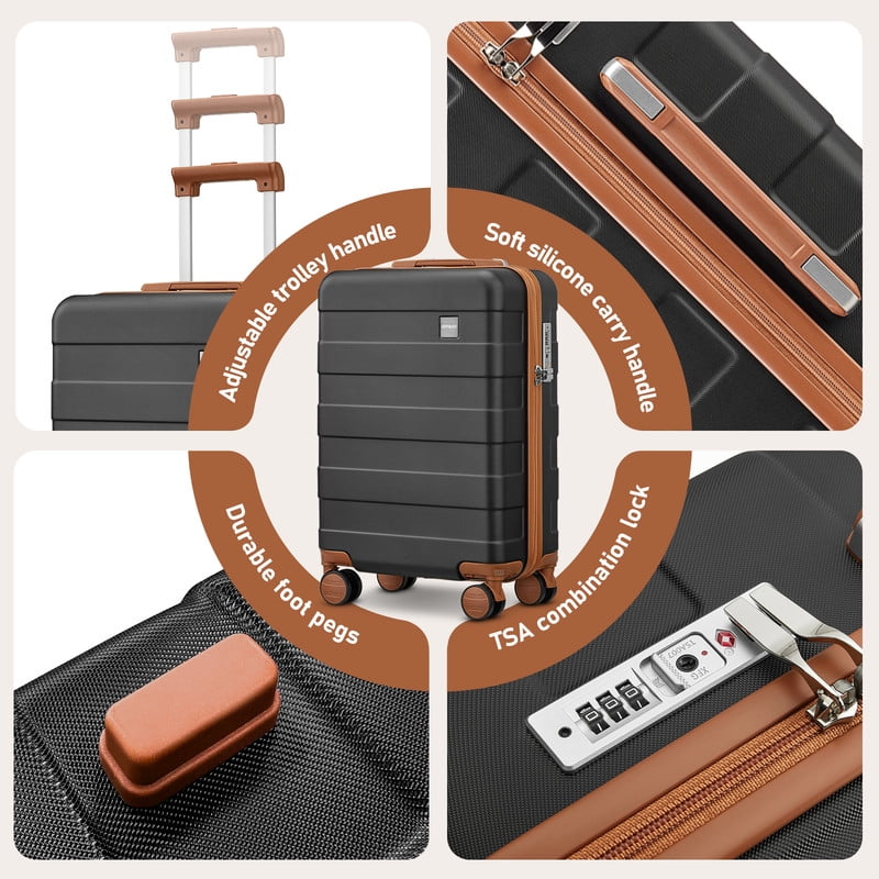 Joyway 3-Piece Luggage Set 20-Inch Carry-On Suitcase with Spinner Wheels TSA Lock Travel Duffel Bag and Toiletry Bag Hardside Lightweight Luggage Black - Image 3