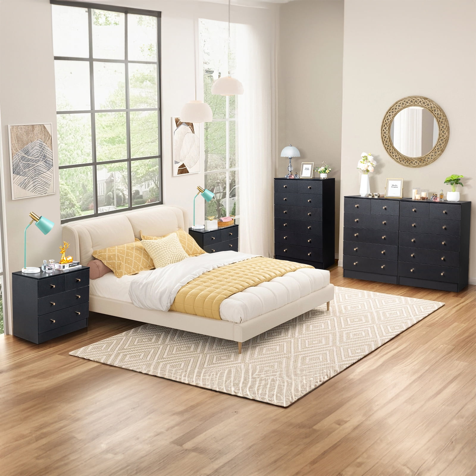 UBesGoo 6 Drawer Wood Dresser for Bedroom, Chest of Drawers, Storage Organization Unit for Clothing, Black - Image 9