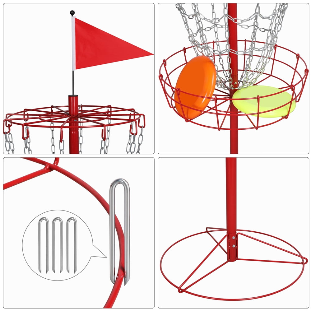 Alden Design 12-Chain Portable Disc Golf Basket Metal Flying Disc Golf Target, Red - Image 7